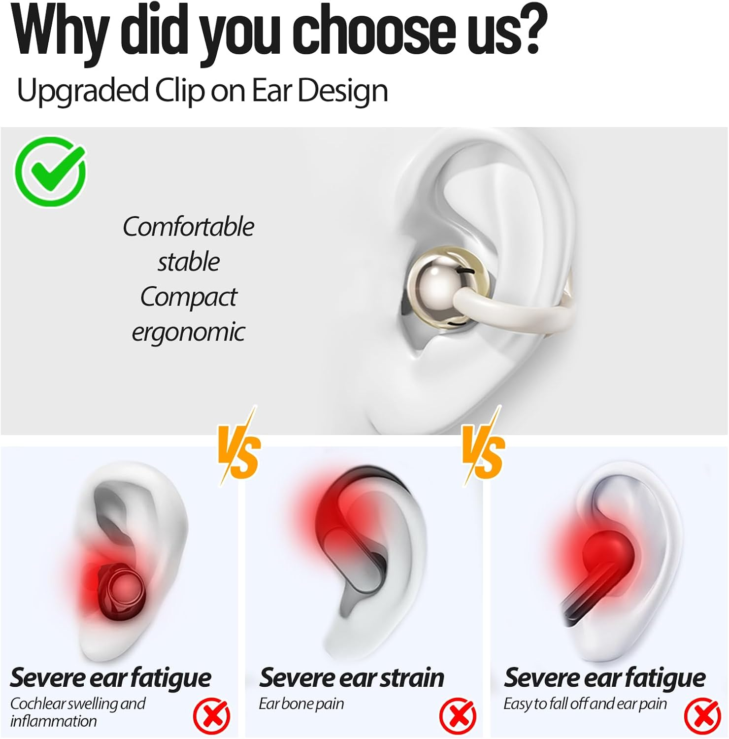 PTHTECHUS Open Ear Headphones, Bluetooth 5.4 with ENC Audio Wireless Earbuds, 40H Playback, Noise Cancelling Calls, Lightweight Comfort Stable Fit Wireless Open Earphones for Sports Working (White)