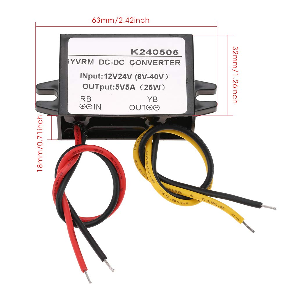Voltage Regulator 12V/24V to 5V 5A DC-DC Converter Step down Power Supply Module Power Adapter