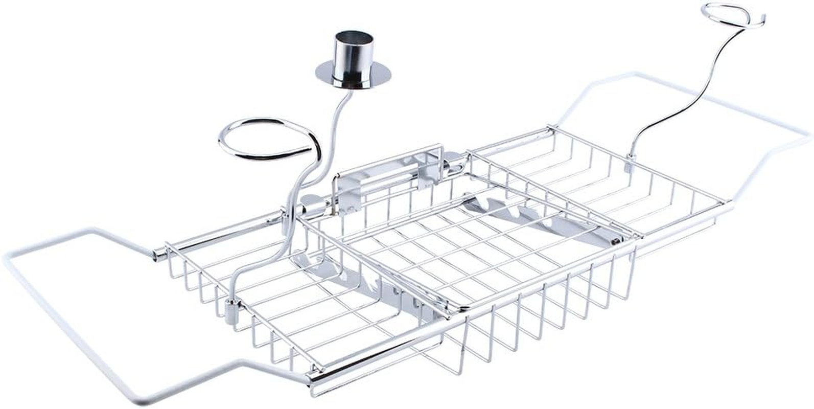 Stainless Steel Bathtub Caddy Tray, Multi-Functional Bathroom Soap Shampoo Holder Showering Supplies Organizer Red Wine Serve Rack for Home Travel Hotel image number 3