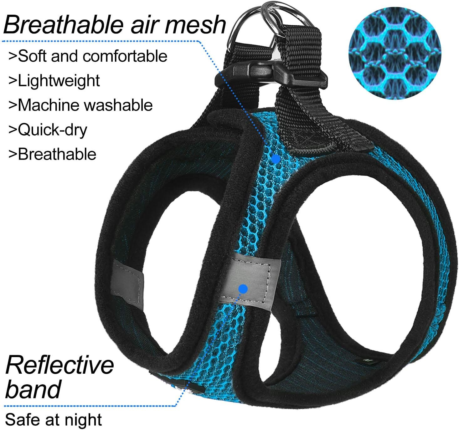 Matilor 2 Packs Dog Harness Step-In Breathable Puppy Cat Dog Vest Harnesses for Small Medium Dogs image number 3