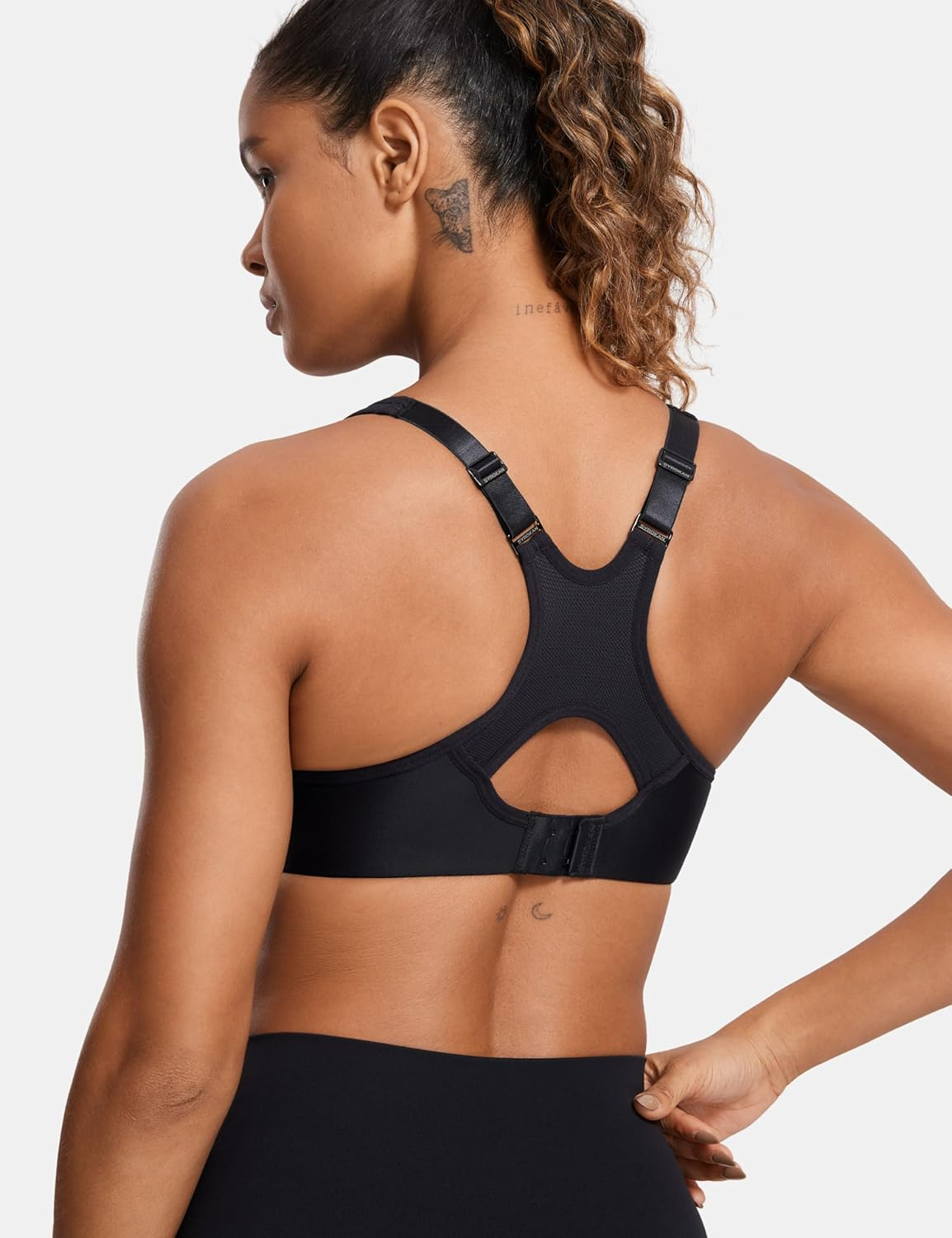 SYROKAN Women'S Full Support High Impact Racerback Lightly Lined Underwire Sports Bra Black 2 40D