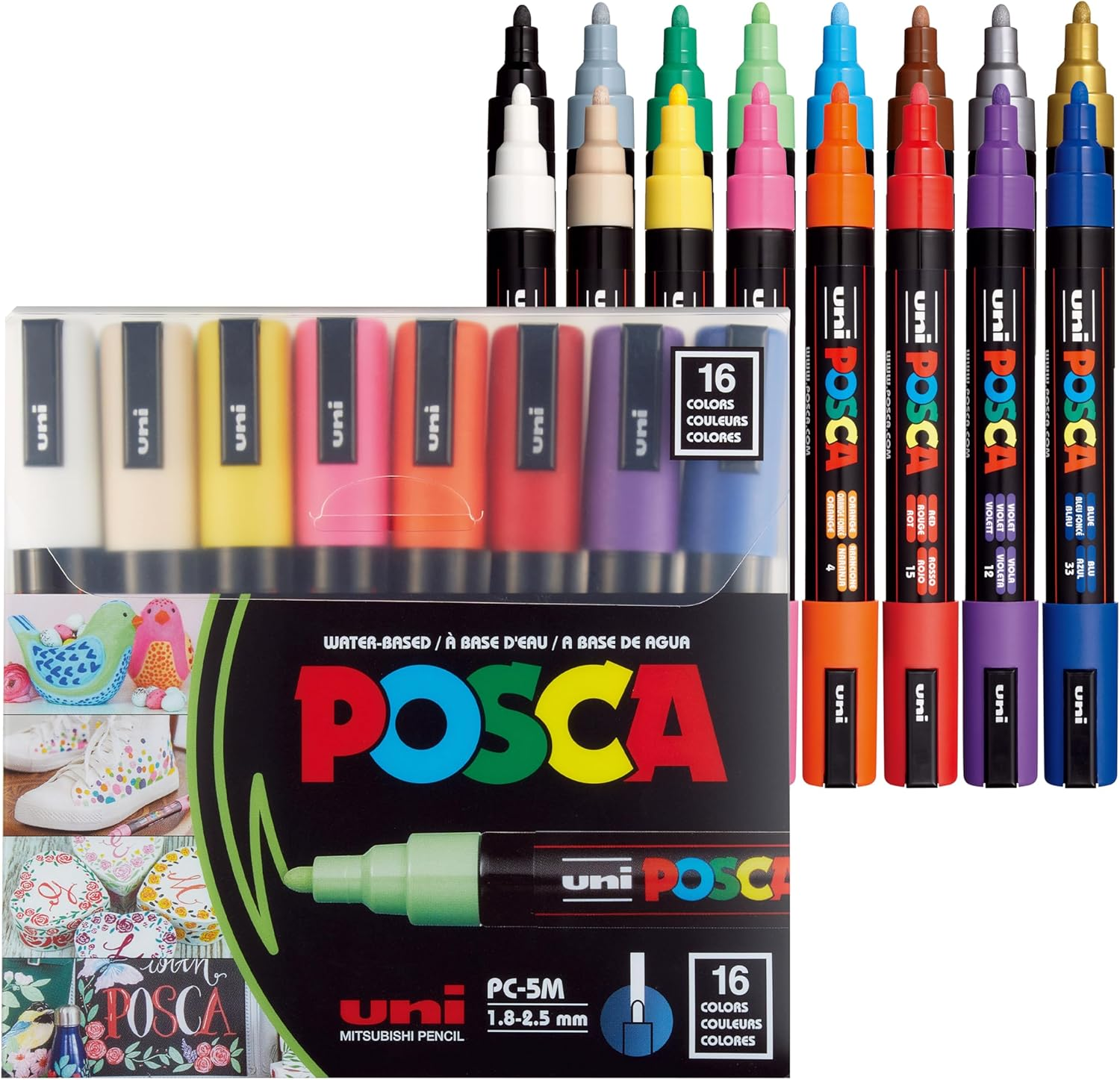 Uni Posca Paint Marker PC-5M Medium Bullet Standard Colors Set of 16 image number 3