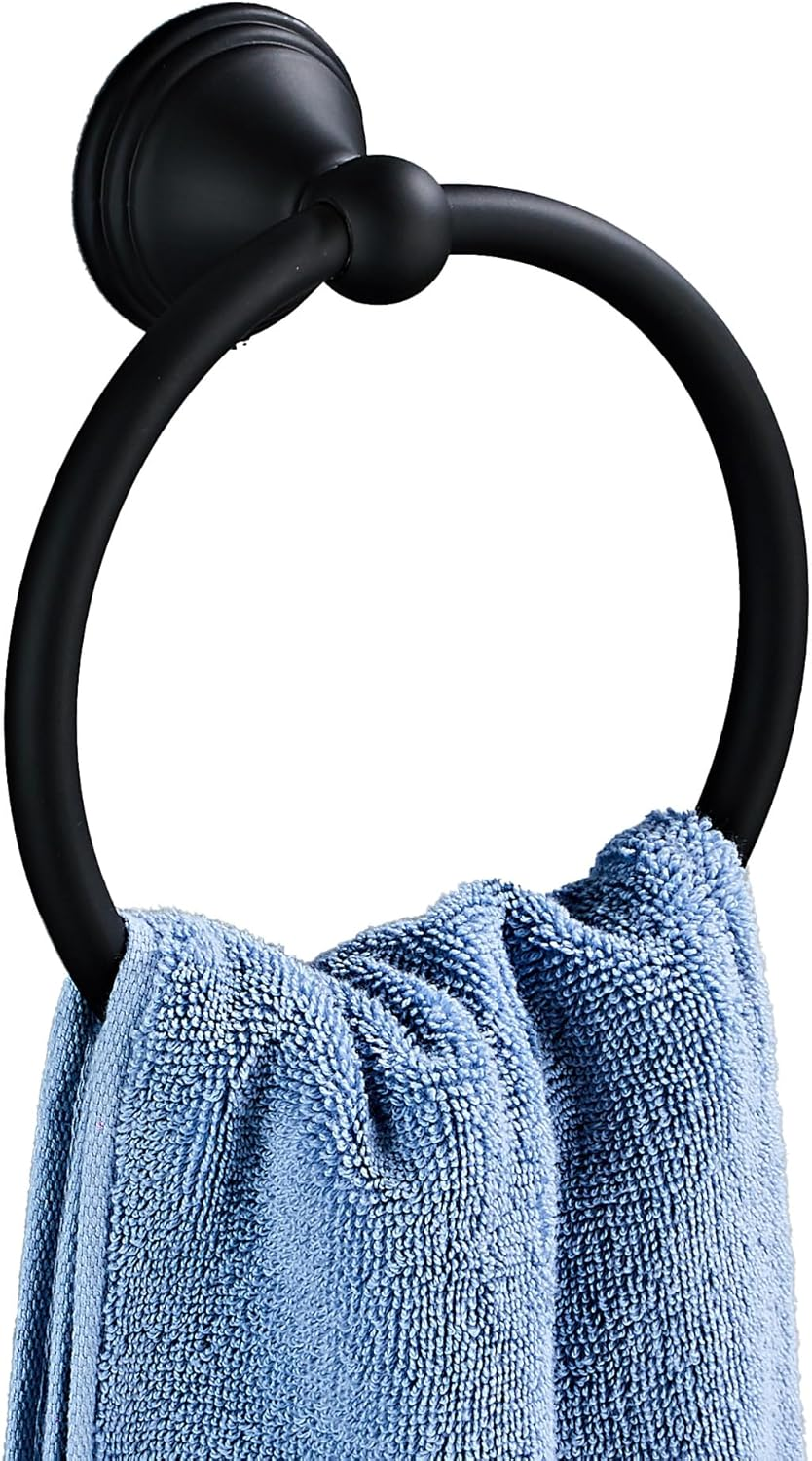 Matte Black Towel Ring for Bathroom 1 Pack, Kitchen Bath Towel Holder Hangers Wall Mount Heavy Duty Storage Stainless Steel&hellip; image number 3