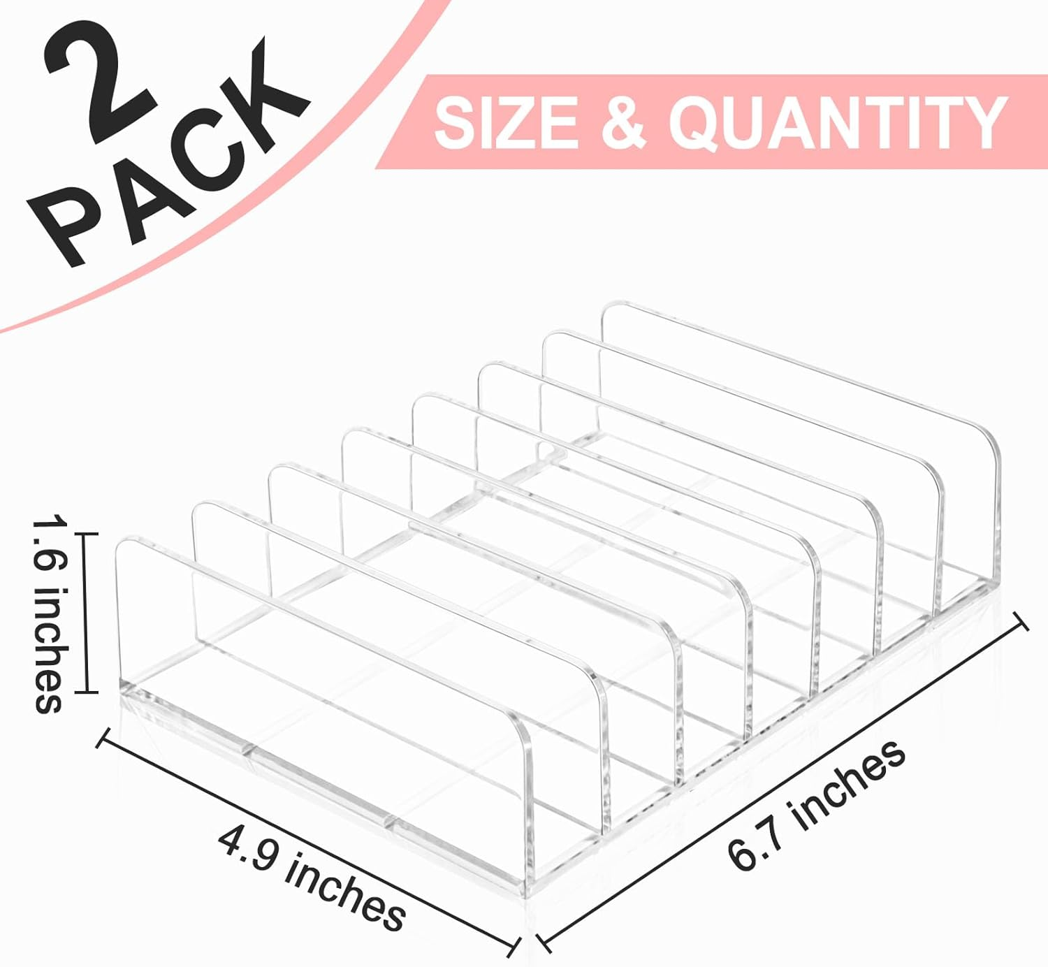 Vowcarol CD Holder 2 Pack, Clear Acrylic CD Organizers, CD Display Rack Holds up to 14 Standard CD Cases for Media Shelf Storage and Organization image number 2