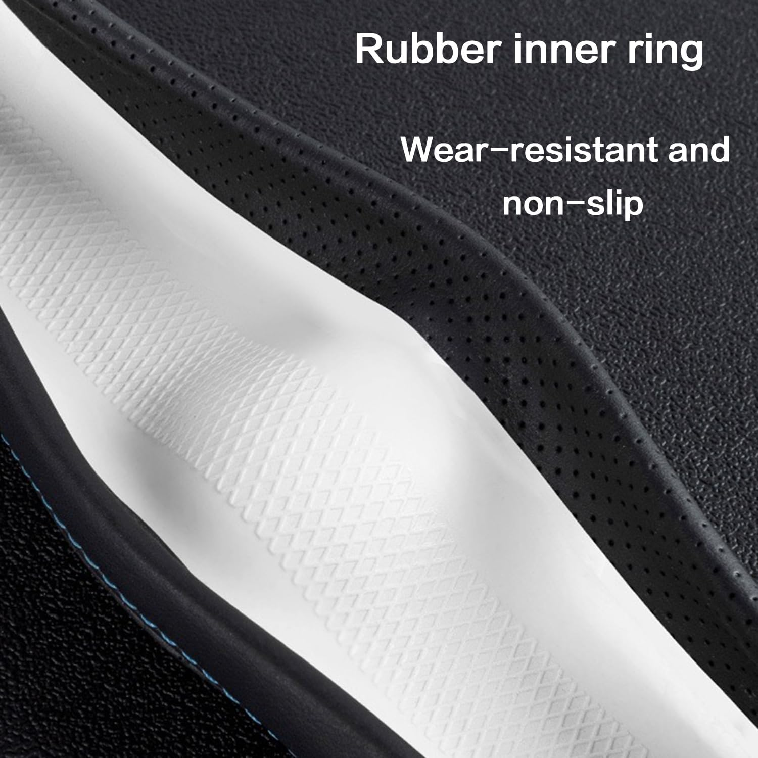 Car Steering Wheel Cover Compatible with Mazda CX-30, CX-5, CX-3, 6, 5, 3, 14.5-15 Inches Accessories, Ultra-Thin Design Premium Nappa Leather (Black-A) - Pink-B image number 5