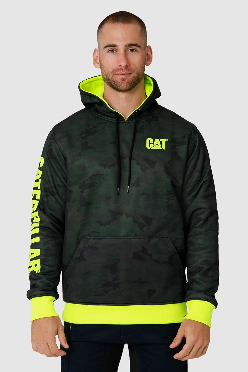 Caterpillar Mens Classic Hoodie, Hi-Vis Yellow, Medium US image number 4