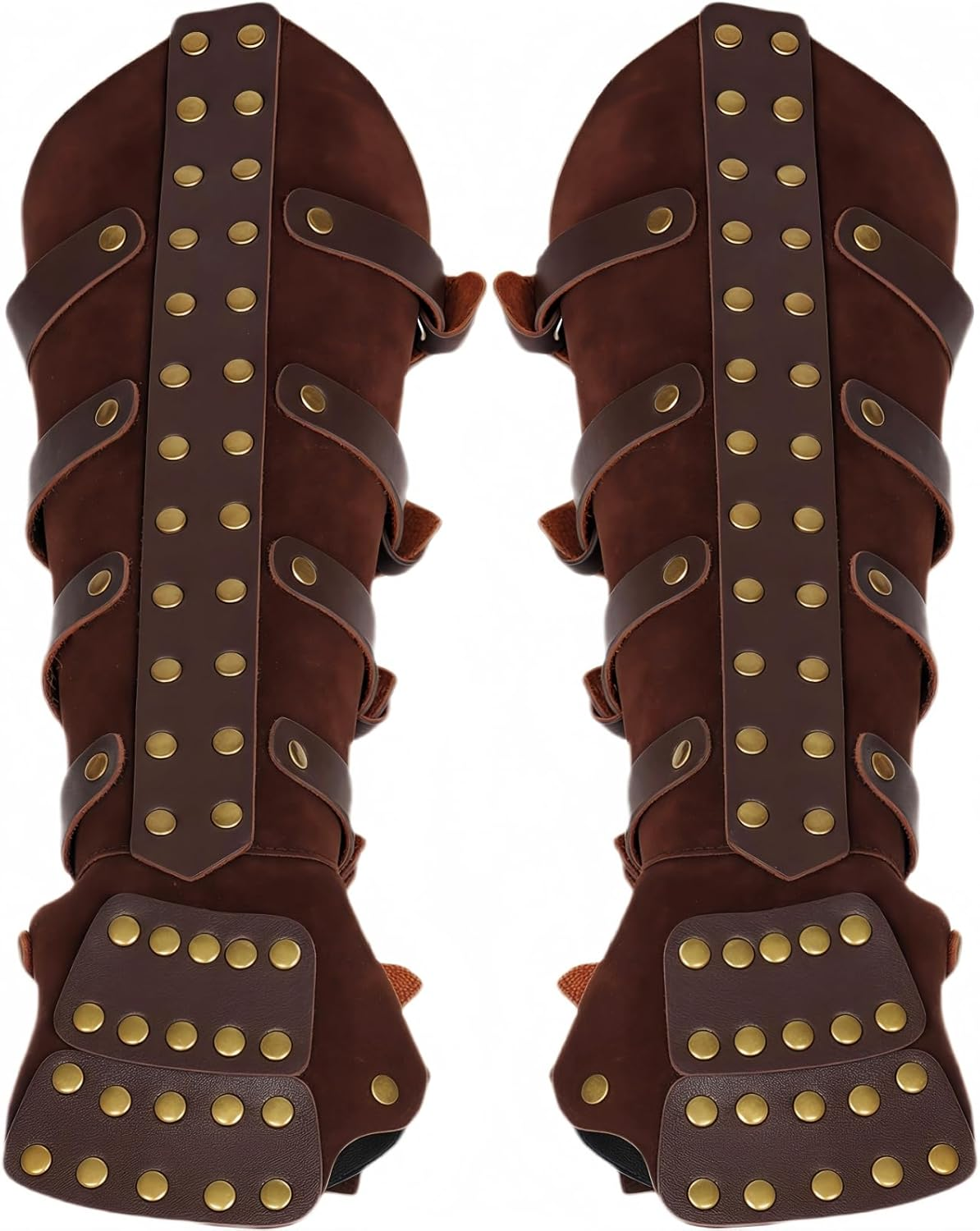 XWXLDD Medieval Leather Arm Guards with Brass Studs, Black, Adjustable Buckle Straps