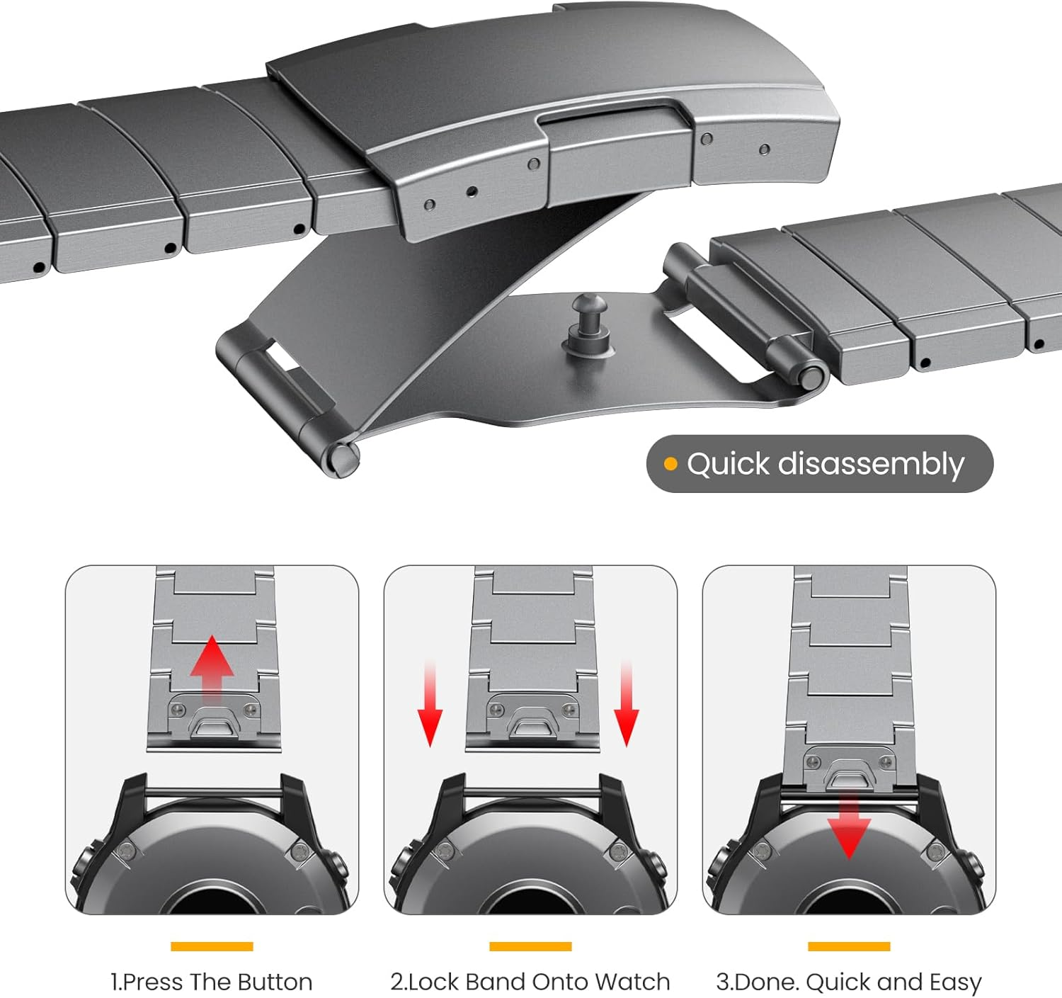 Synsing 26Mm Titanium Metal Quick Release Watchband Compatible for Fenix 8 51Mm/Enduro 3 51Mm/Fenix 6X Pro/7X Pro/5X Plus,22Mm Band for Garmin Fenix 8 47Mm/E 47Mm/Fenix 6 Pro/7/5 Plus/Forerunner 965 image number 1