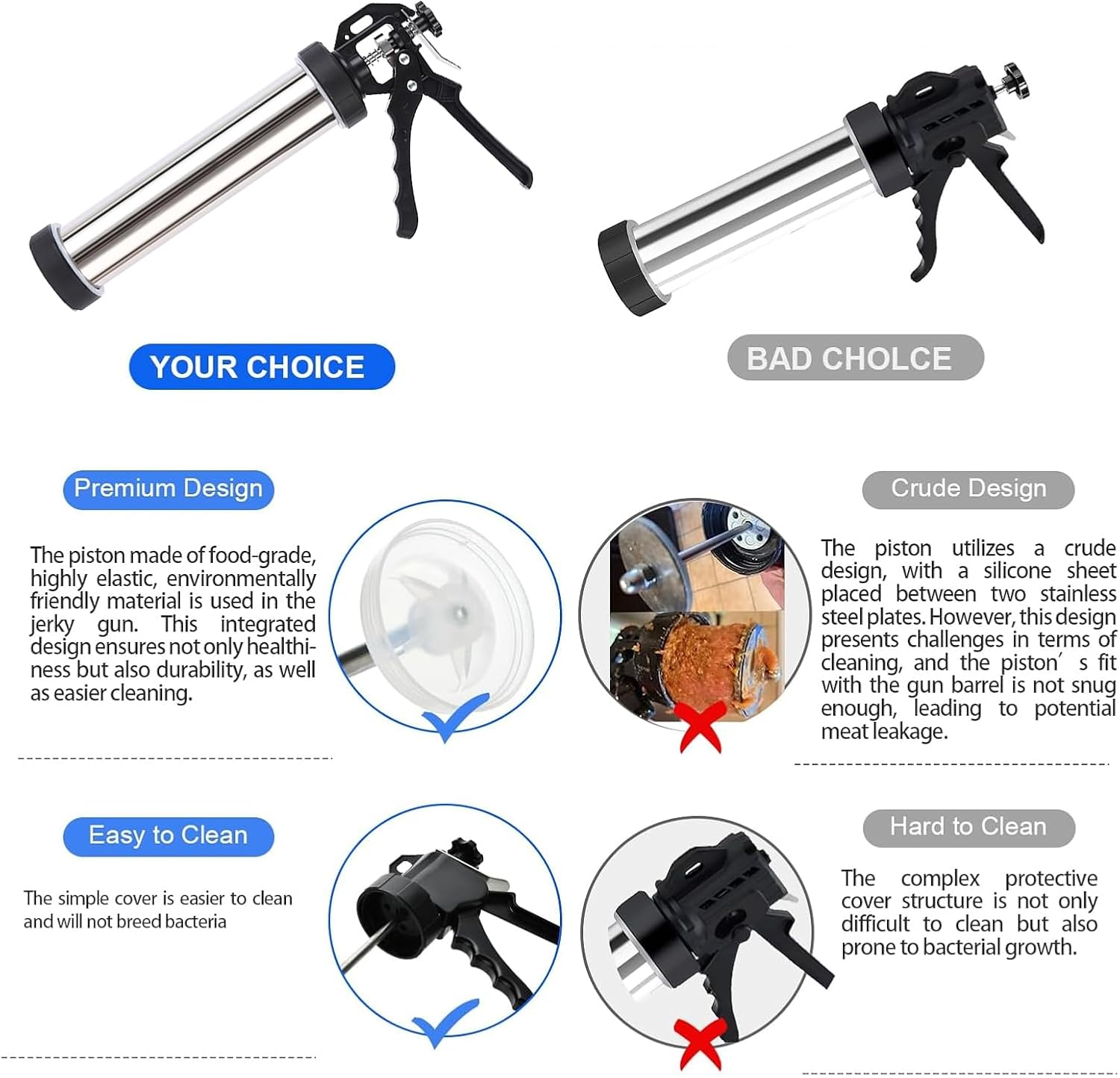 Professional Beef Jerky Gun Kits Stainless Steel Jerky Maker - Jerky Maker Jerky Cannon Meat Gun Stainless Steel Jerky Gun Large Capacity Jerky Making Kit