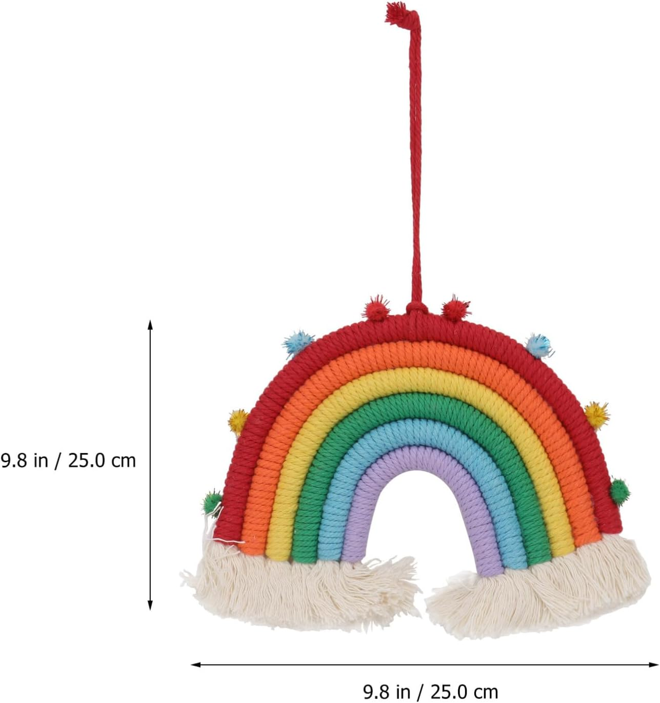 Handmade Rainbow Tassel Pendant Red Ball Rainbow Hanging Home Decor Woven Wall Tapestry Hanging Decoration for Living Room image number 2