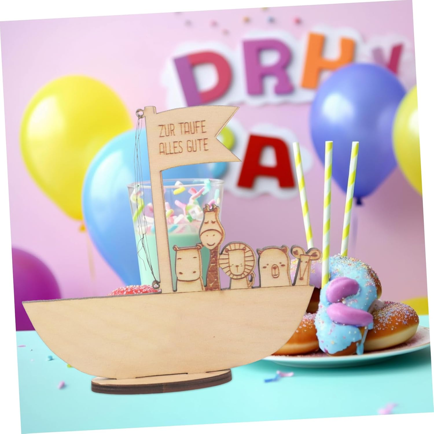 Toyvian Wooden Decor Money Clip Ark Design Baptism Favors Birthday Souvenir Christening for Boy Girl image number 2