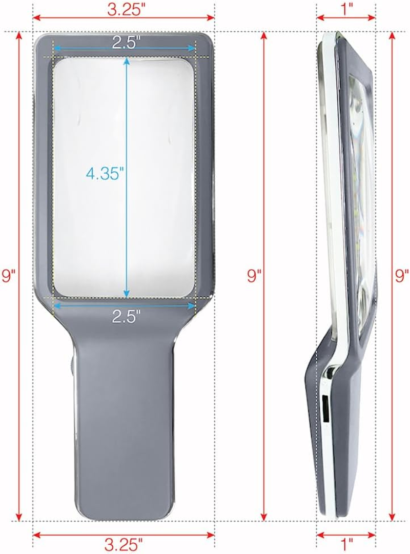Magnipros 6X Rechargeable Magnifying Glass for Reading with 3 Color Light Modes & Anti-Glare Lens - Relieve Eye Strain | Perfect for Low Vision Seniors, Inspection, Crafts & Fine Print image number 3