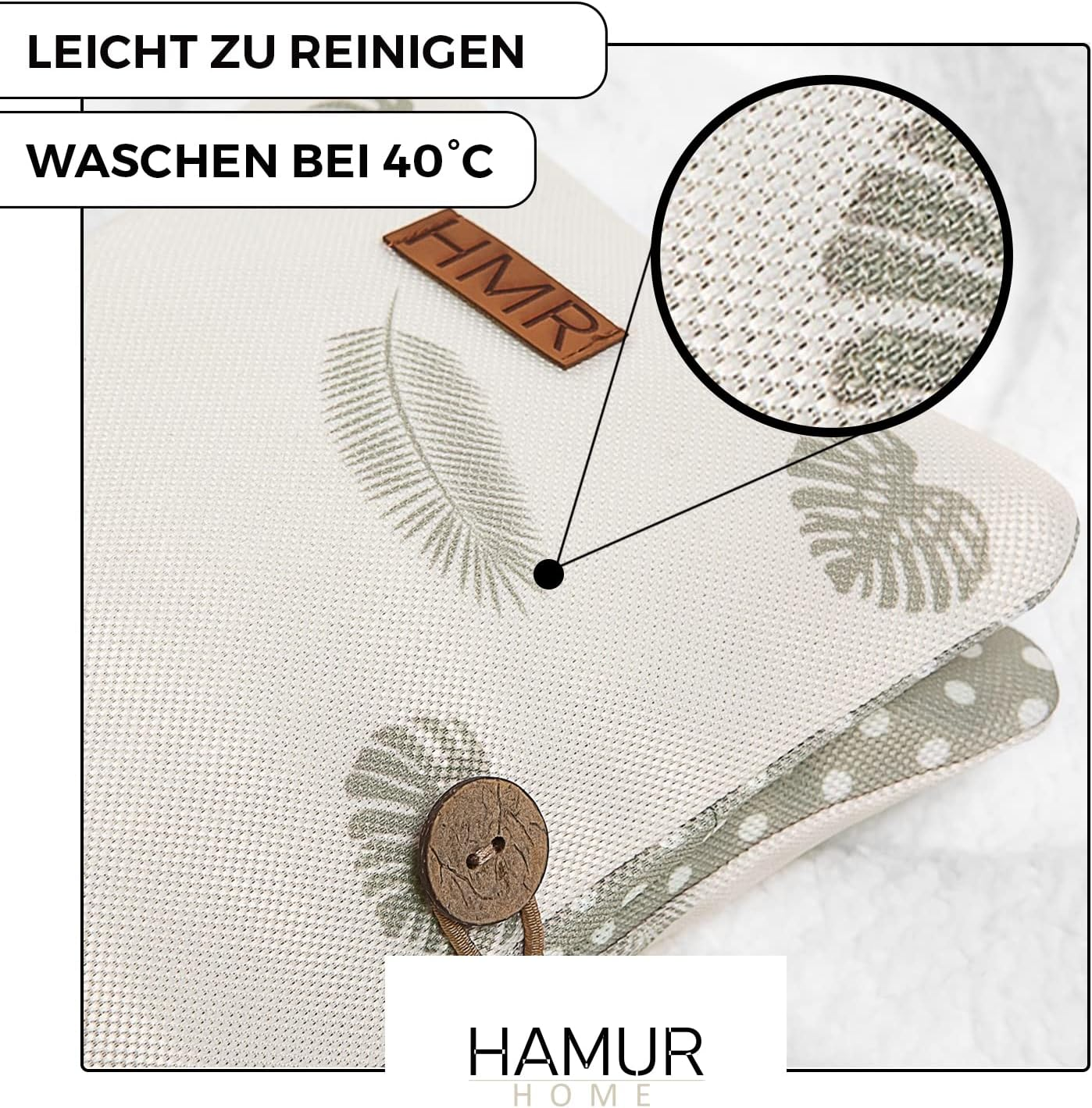 HAMUR HOME Nappy Bag Organiser and Cosmetic Bag 2-In-1 - Small Changing Bag for on the Go Mums Nappies Cream Wipes Baby Organiser, Leaves, Leaves - Grey image number 3