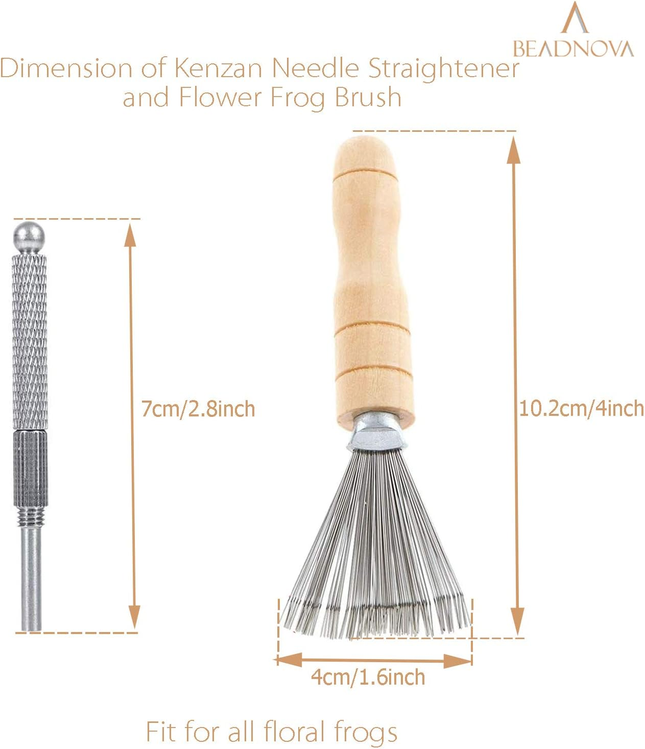 BEADNOVA Kenzan Needle Straightener Flower Frog Brush Ikebana Tool Set Kenzan Pin Straightening Tool Floral Frogs Cleaner for Flower Pins Hair Brush Comb Brush Cleaner for Hair Comb Cleaning image number 2