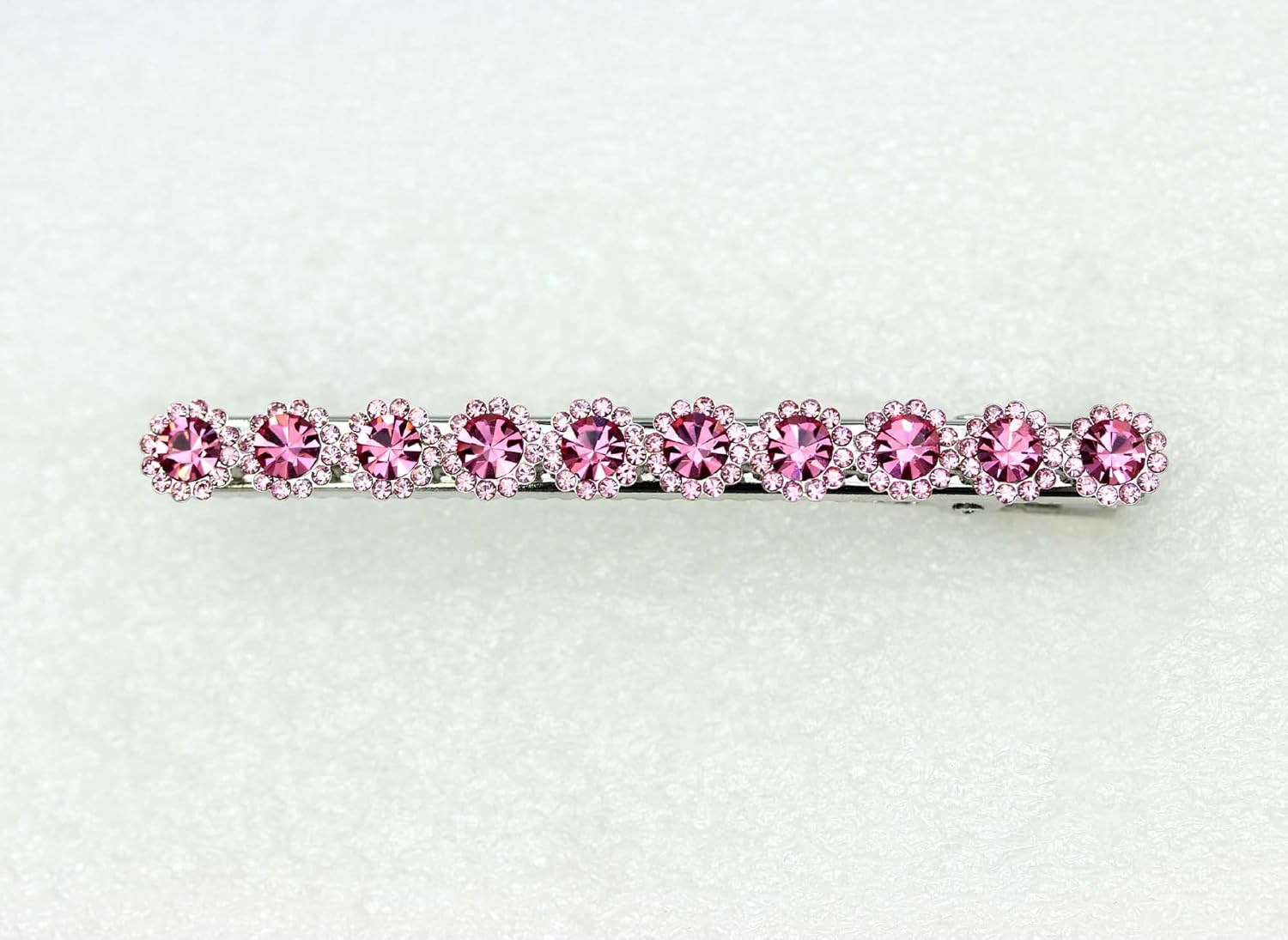 Faship Gorgeous Pink Crystal Floral Small Alligator Hair Clip - Blue image number 4