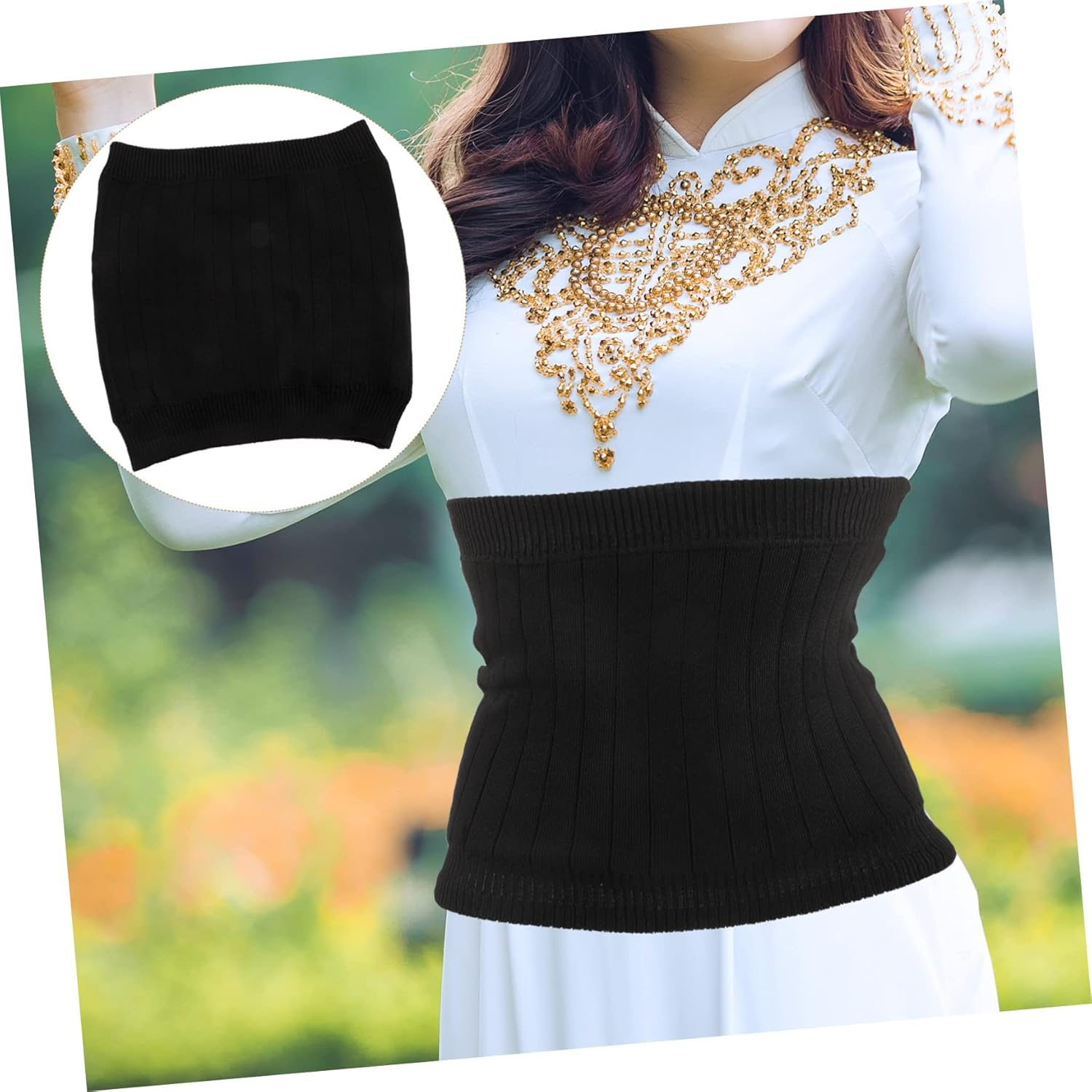 360&deg; Lambswool Waist Belt, Thickened Winter Waist Support Wear-Resistant Soft Fleece, Black Household Kidney Band for Cold Protection and Stomach Warming, Unisex Daily Use image number 1