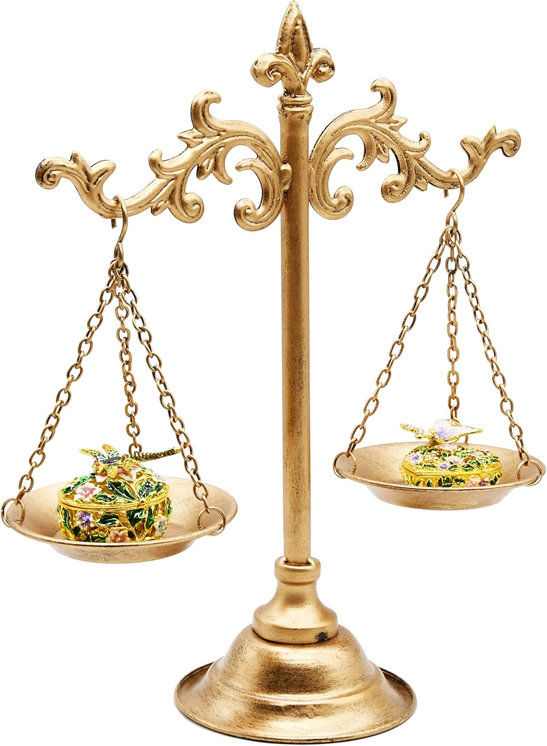 Owlgift Vintage Style Metal Libra Jewelry Towers, Scale Tray Display Cosmetic Organizer, Jewelry Storage, Unique Centerpiece Stand, Lawyer Scale of Justice, Farmhouse Candleholder &ndash; Bronze image number 3