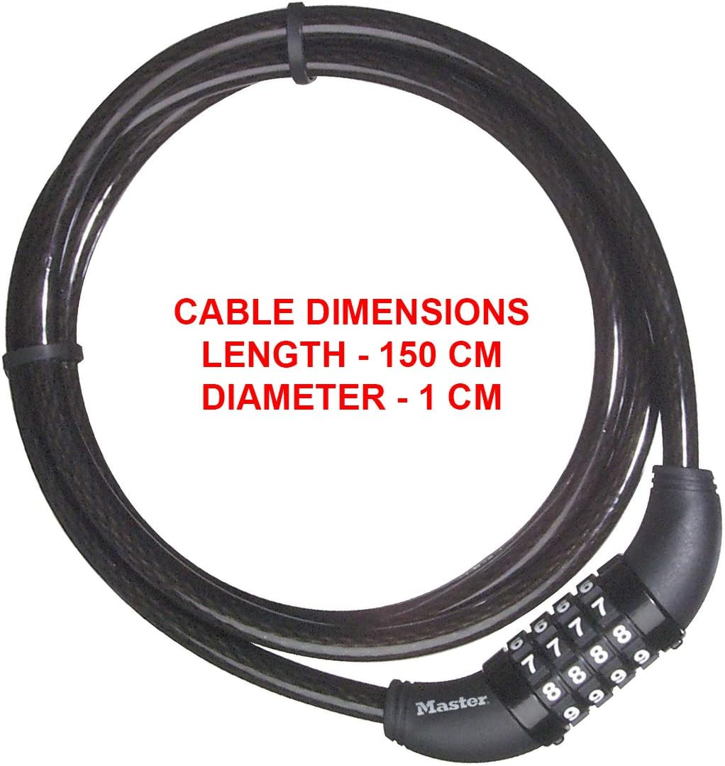 MASTER LOCK Bike Lock Cable, 1.5M Heavy-Duty Steel, Keyless Bike Lock Combination with Vinyl Coating for Scratch Protection image number 5