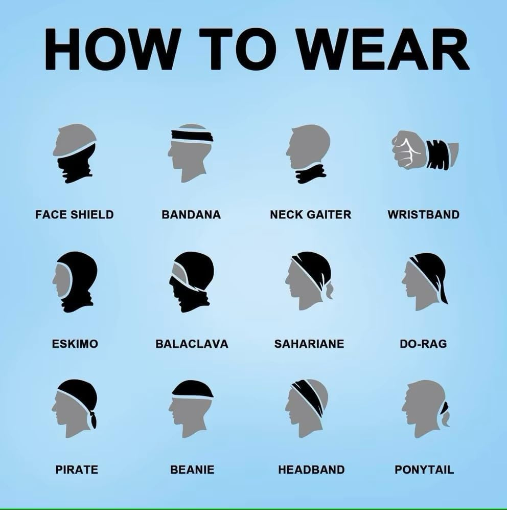 Multi-Functional Outdoor Headscarf - Elastic Mask, Neck Warmth, Scarf, Outdoor Sports Headscarf (Two Black Sets) image number 4