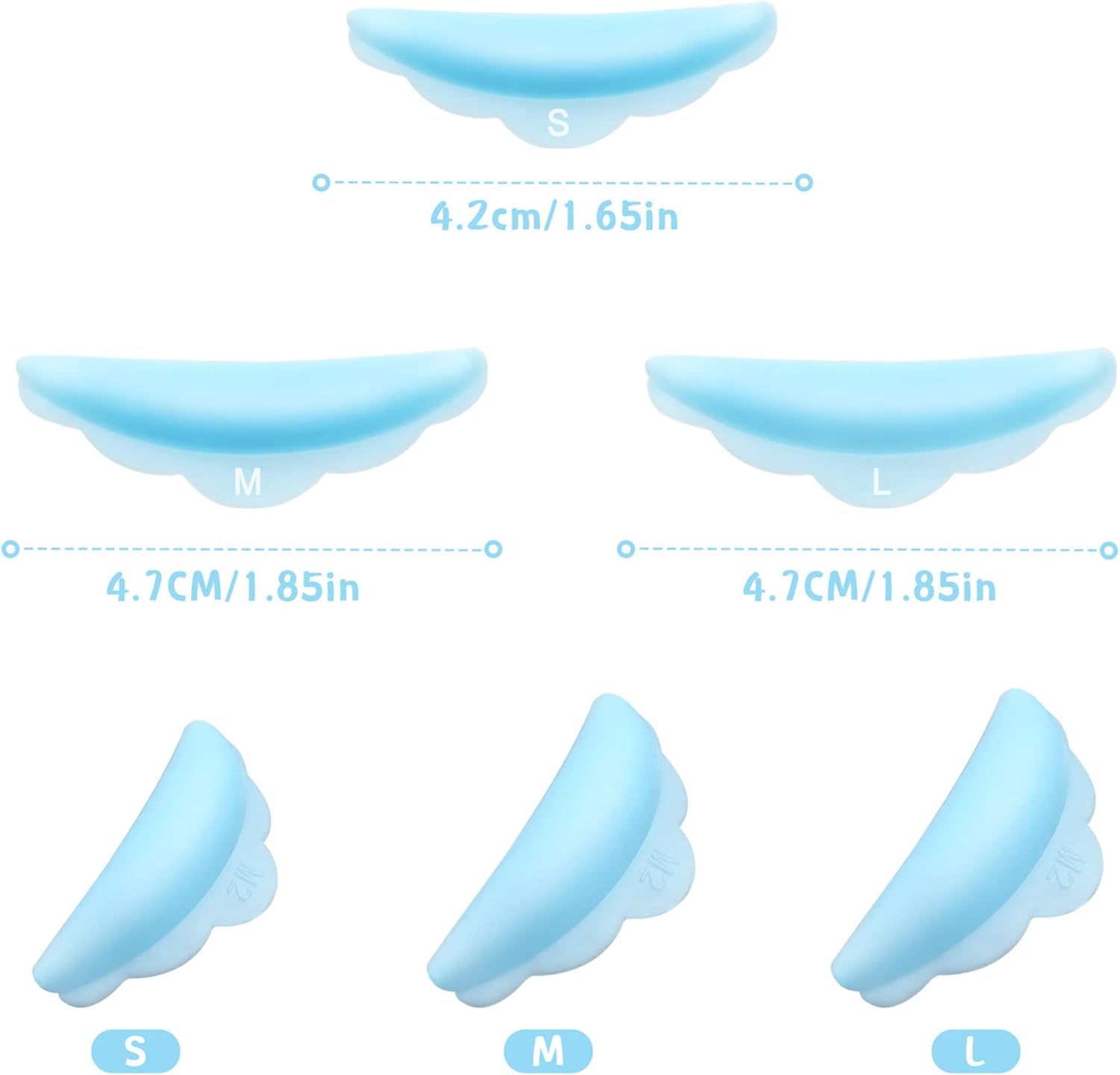 Hicarer 48 Pieces Lash Lift Rods Silicone Eyelash Pads Raise Eyelashes Perming Curler Rods (Small, Medium, Large), Silicone Lash Lift Shields for Eye Supplies Makeup Tool(Blue) - Blue image number 3