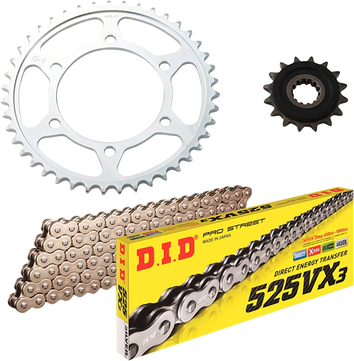 D.I.D F/R Sprocket 3-Piece Replacement Kit DY-07S YAMAHA MT-07 14-15 /XSR700 14-19 Silver image number 1