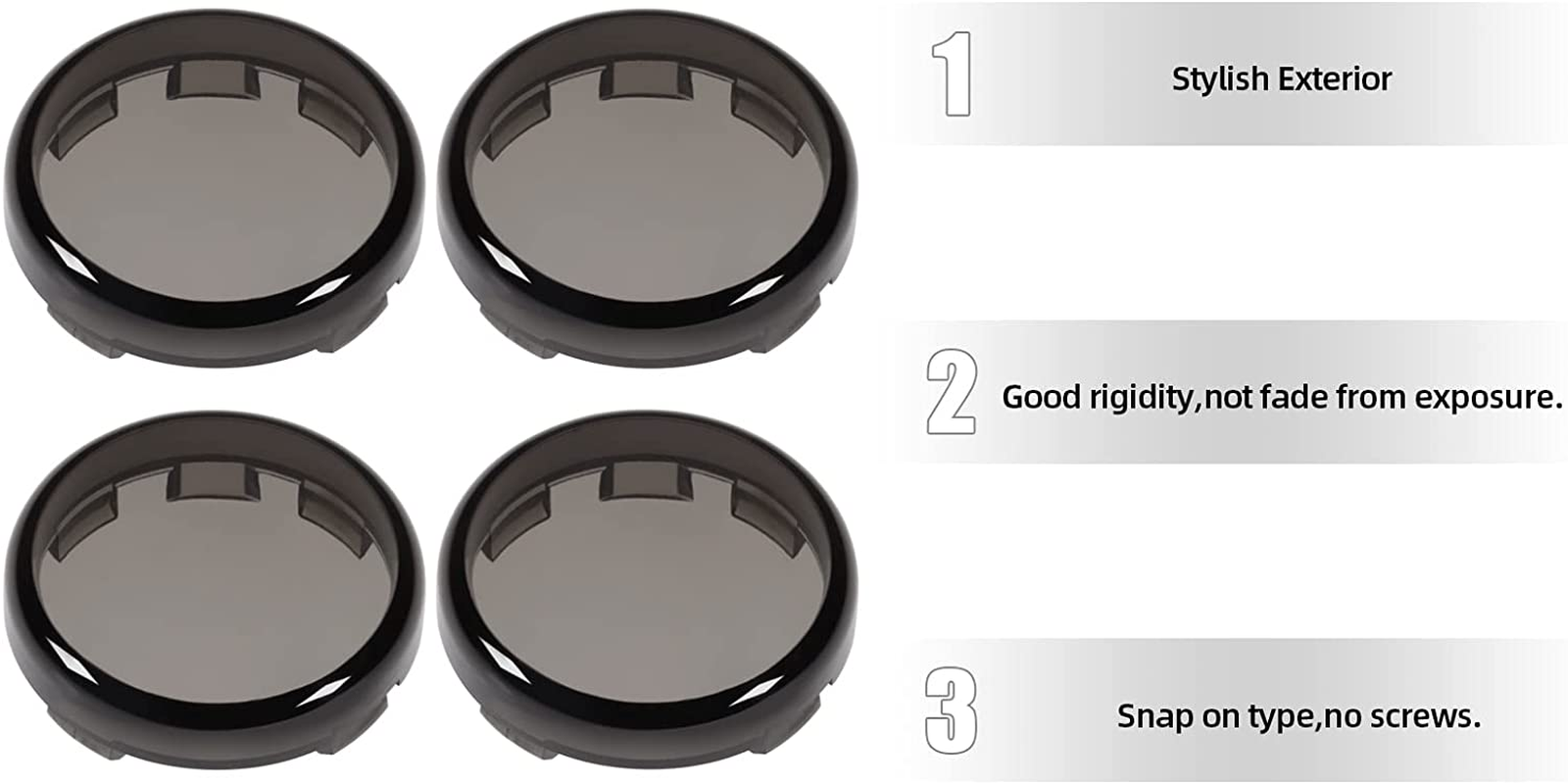 Amazicha Smoke Bullet Turn Signal Light Lens Cover Upgraded Anti-Scratch Lenses Compatible for Harley Davidson Sportster, Softail, Road King, Road Glide, Street Glide, Electra Glide 2000-2024 image number 4