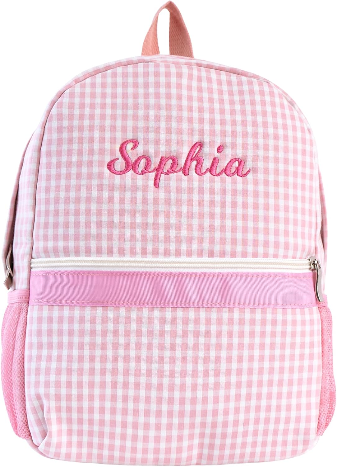 MT WORLD Daycare Backpack Personalized Checkered Seersucker Backpack with Embroidered Name