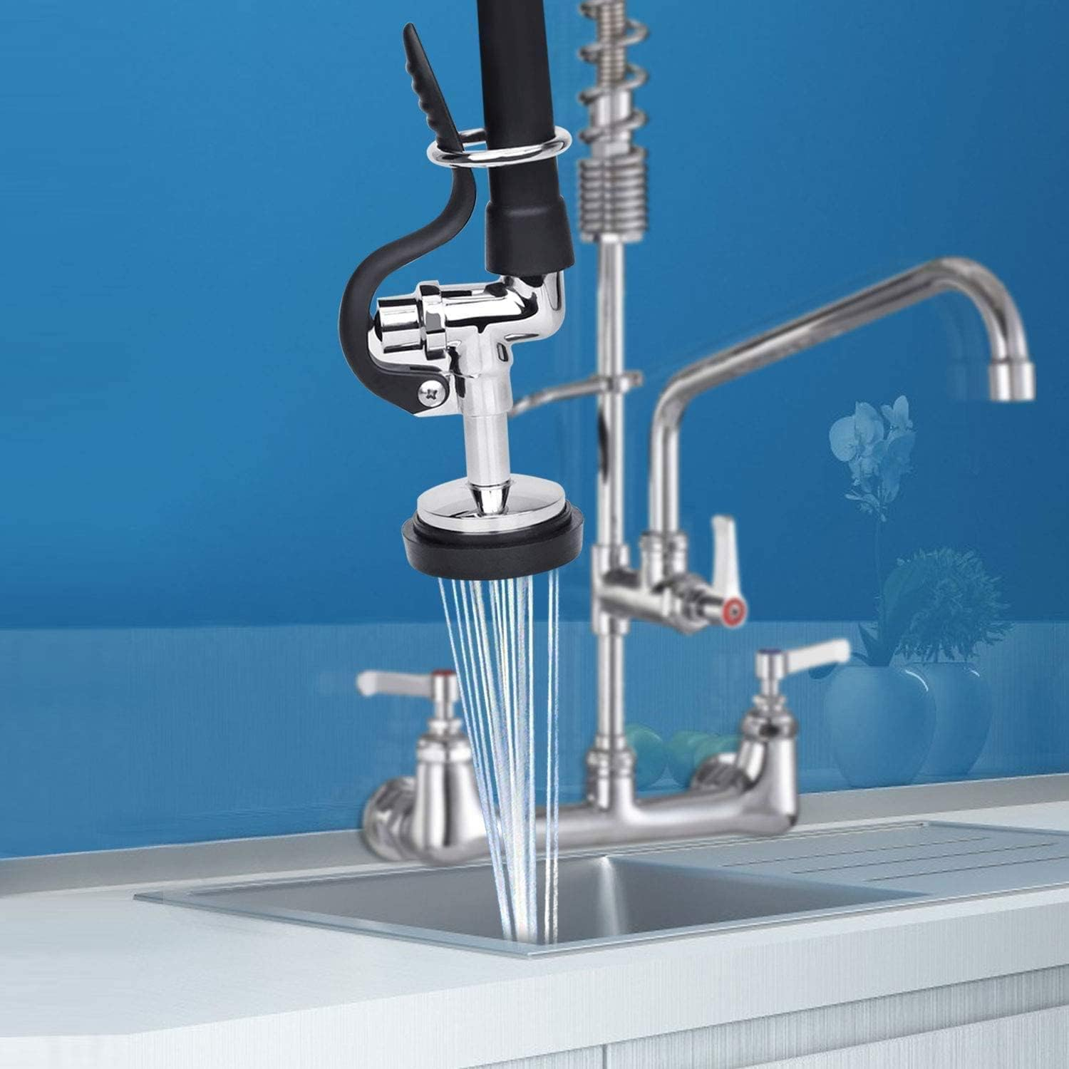 KWODE Pre-Rinse Spray Valve Repair Kit for All Commercial Sink Sprayer Spray Face Bumper and Screw Repair Part Black image number 2