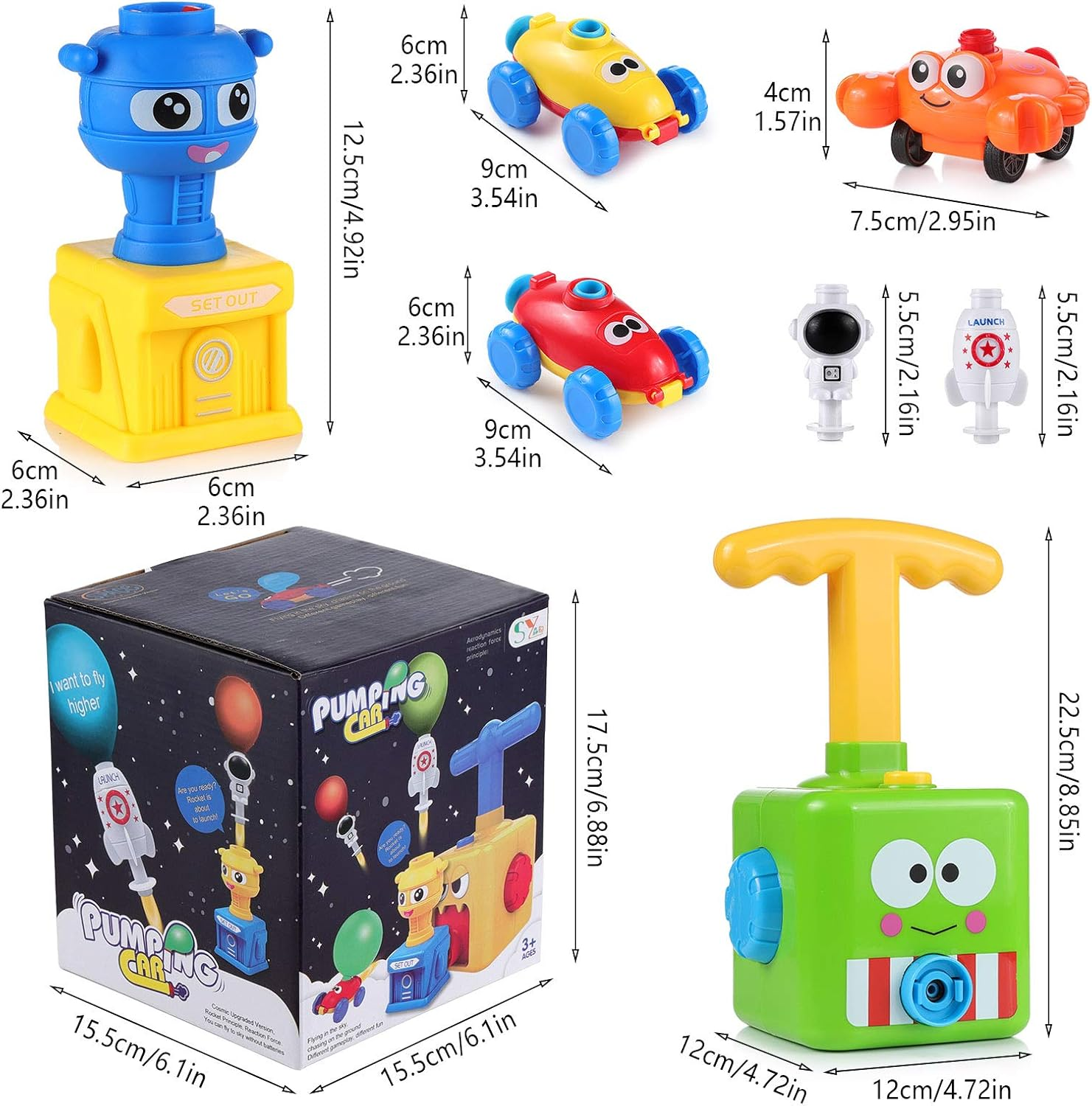 Balloon Powered Launch Car, 19-In-1 Balloon Car Toy, Space Themed, Kid'S Gift (Green) image number 5