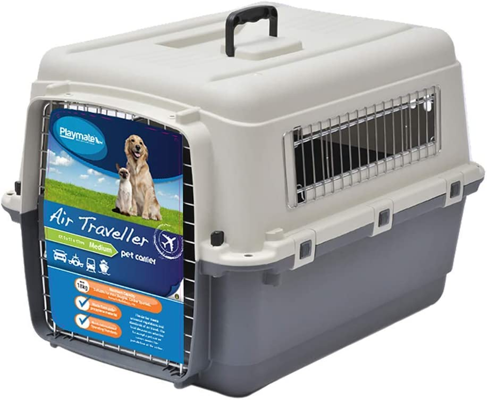Playmate Air Traveller Dog Carrier, Medium - White & Grey, 67 X 51 X 51Cm, 10Kg, Air Travel, Road Trips, Vet Visits