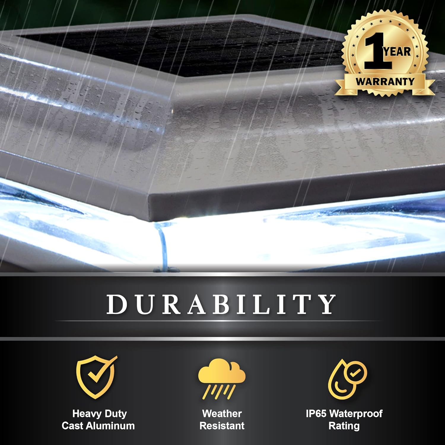 Classy Caps SL211W 4X4 Imperial Solar Post Cap - 2 Pack, White &ndash; High-Performance LED Lights, Durable Cast Aluminum, Warm and Cool Light Modes, Fits 4"X4" or 3.5"X3.5" Posts, Ideal for Decks, Fences image number 2