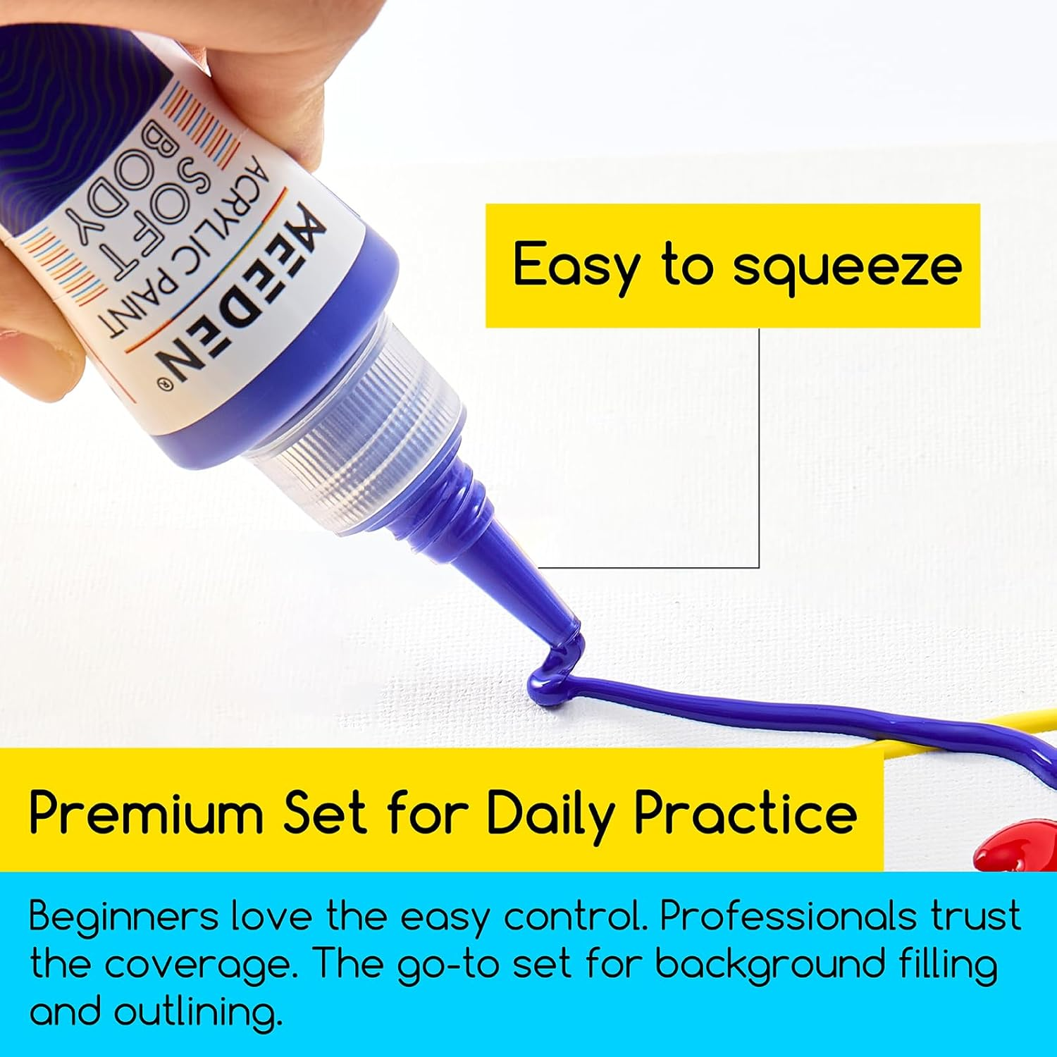 MEEDEN Soft Body Acrylic Paints Set: 24 Matte Finish Colors X 60Ml/2Oz Fluid Acrylic Paints for Art Painting on Canvas Wood & Glass for Students Adults Artists image number 2