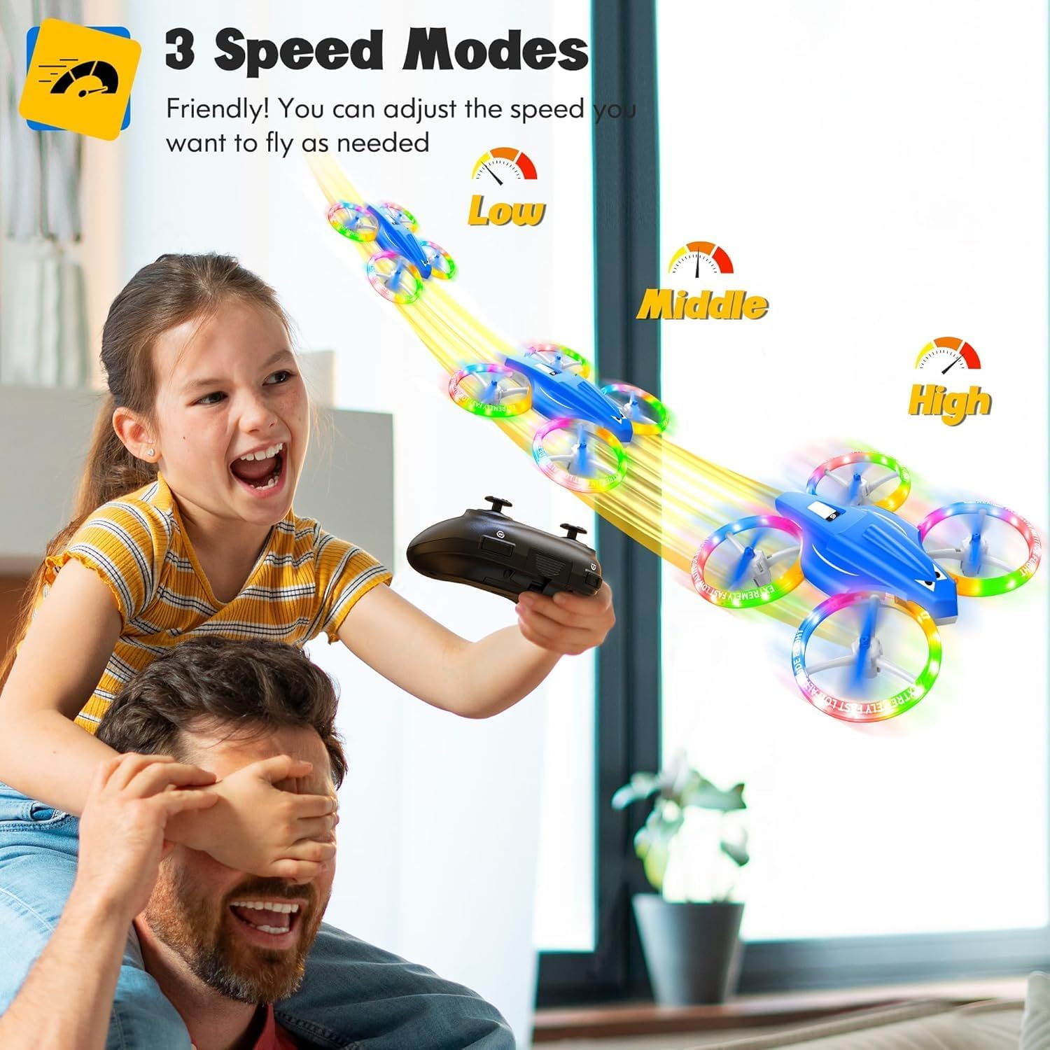 Drones Toys for Kids with Cool Light, 3D Flip, Altitude-Hold, Self-Rotation, Headless Mode, 3 Speed Modes, One-Click Take-Off/Landing, Mini Drone for Christmas, Beginners, Indoor image number 6