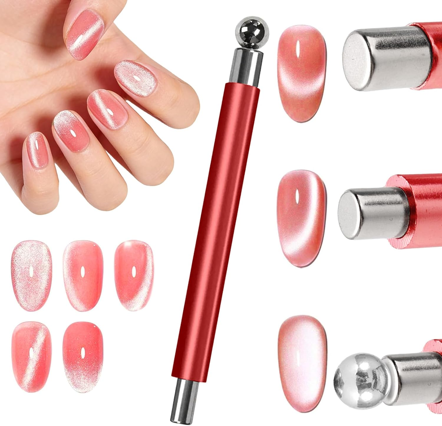 DANNEASY Cat Eye Magnet for Nails, 3 in 1 Cat Eye Nail Magnet Gel Magnetic Nail Polish Design Tool Multifunctional Manicure Tools for DIY Home & Salon - Gold image number 1