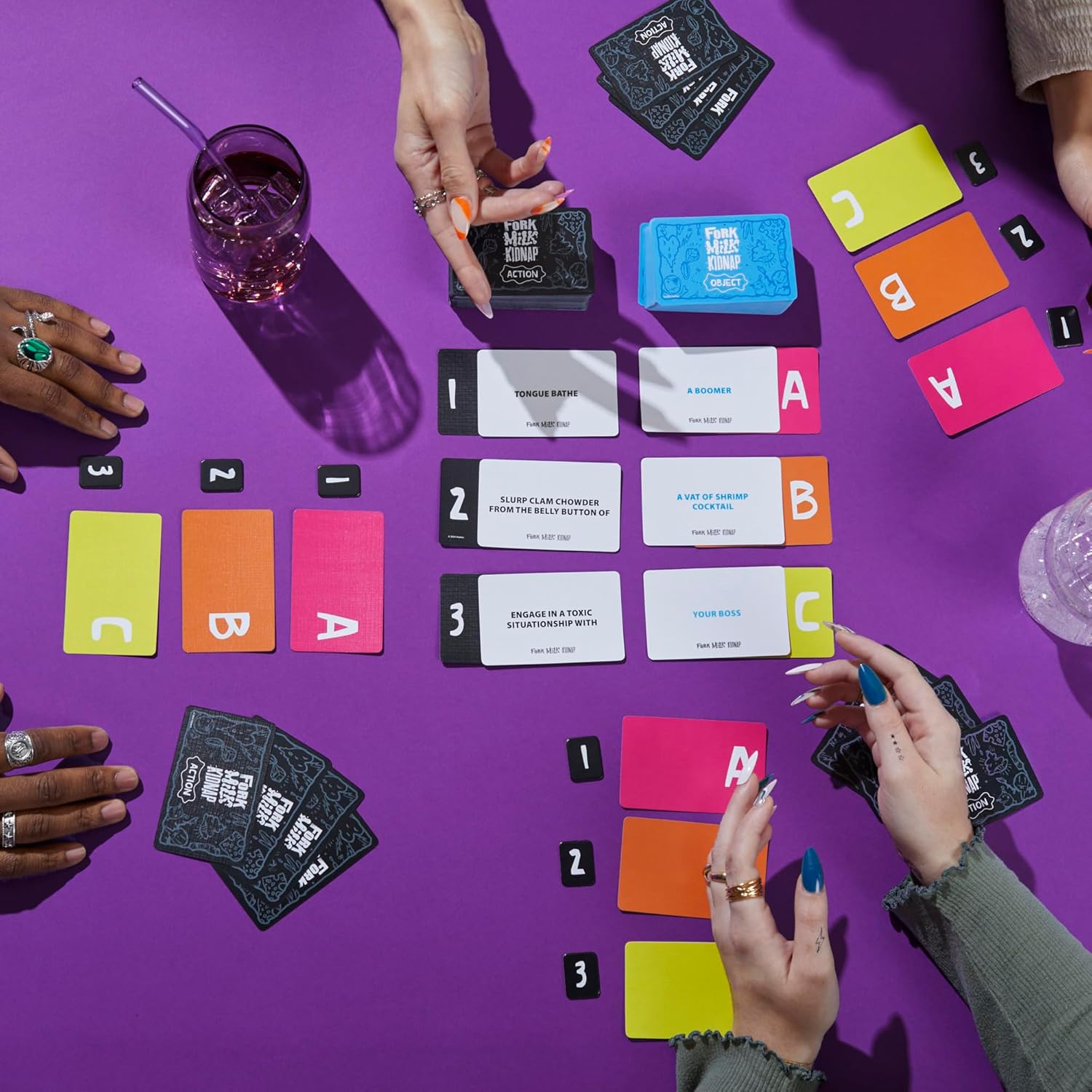 Hasbro Gaming Fork Milk Kidnap Game for Adults Only | an Adult Party Game of Questionable Choices | Ages 17+ | for 3 to 10 Players | Hilarious NSFW Card Games image number 6