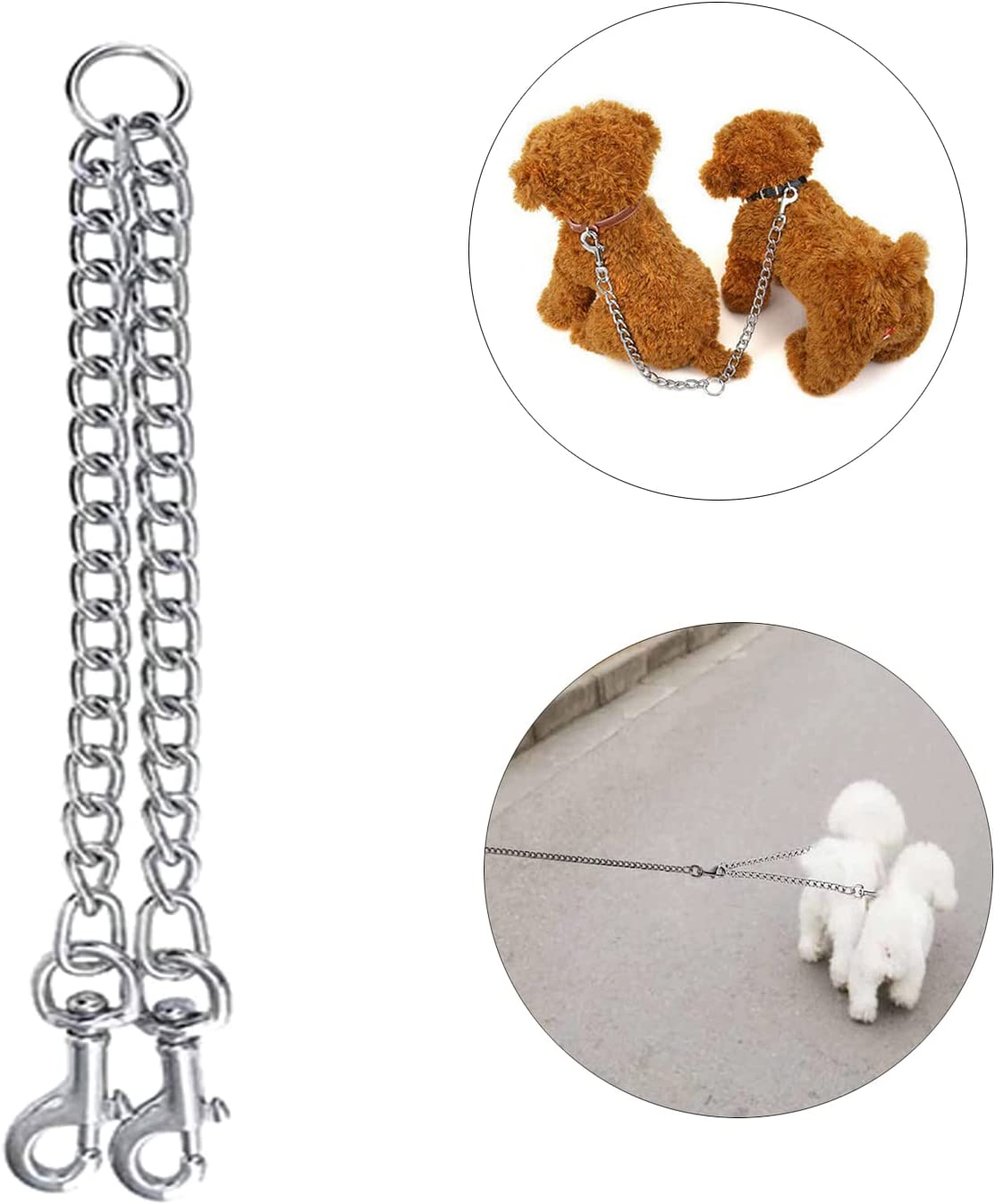 LERTREEUK Double Lead for Dog, Stainless Steel, 2 Way Chain, Double Dog Coupler, 50 Cm image number 3