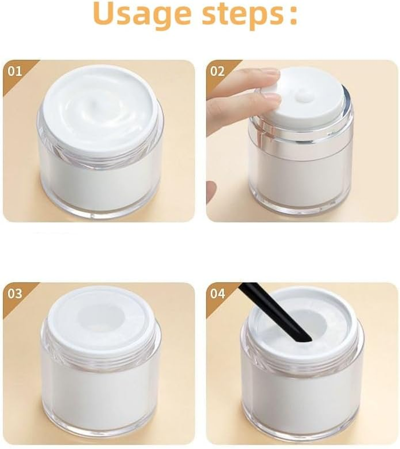 30 G Refillable Vacuum Bottle Dispenser for Lotions and Creams - Empty Cosmetic Container with Lid, Portable Travel Jar Set of 4 image number 1