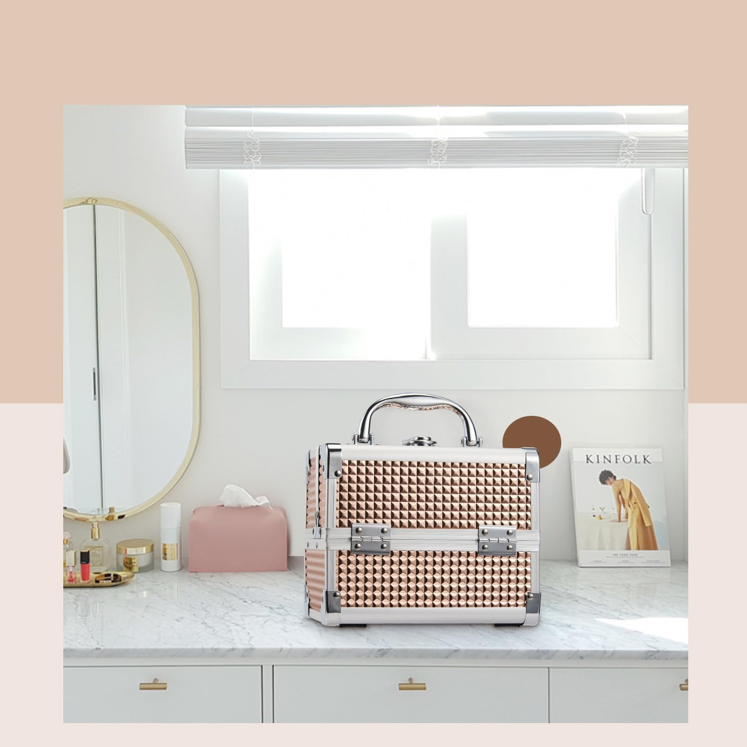 Make-Up Cosmetic Box Vanity Case Jewellery Storage Cabinet with Mirror 19.5 X 15 X 16 Cm image number 6