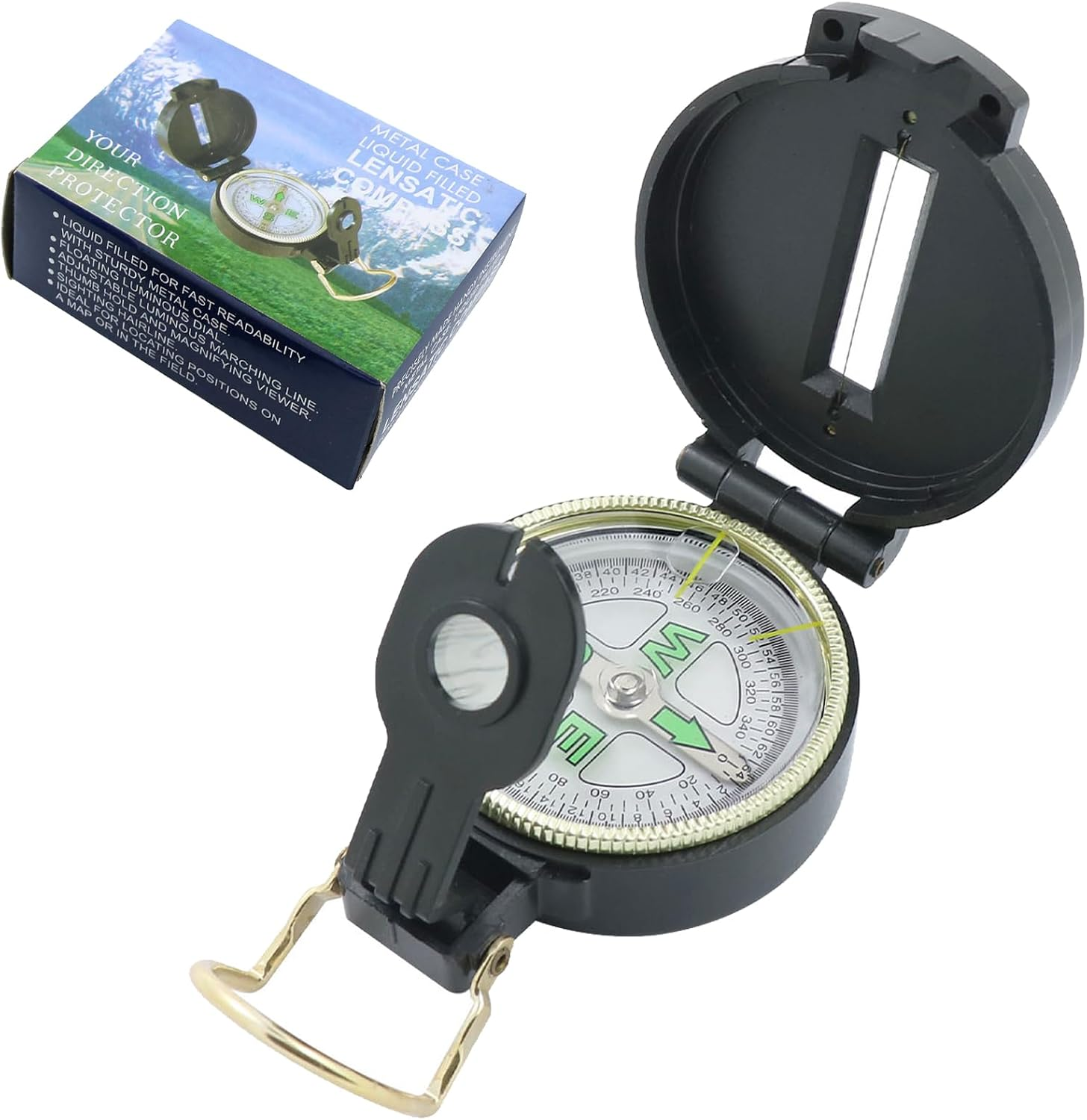 YQQZQ 1 Pack Black Compass,Waterproof and Shakeproof Pouch for Camping Hiking Climbing Biking Exploring Geology Outdoor Activities image number 5