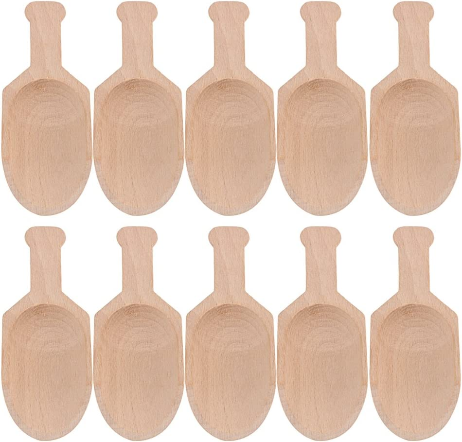 BQLZR 3 Inch Mini Beech Wooden Scoops Spoon for Candy Spices Parties Home Kitchen Tool Pack of 10