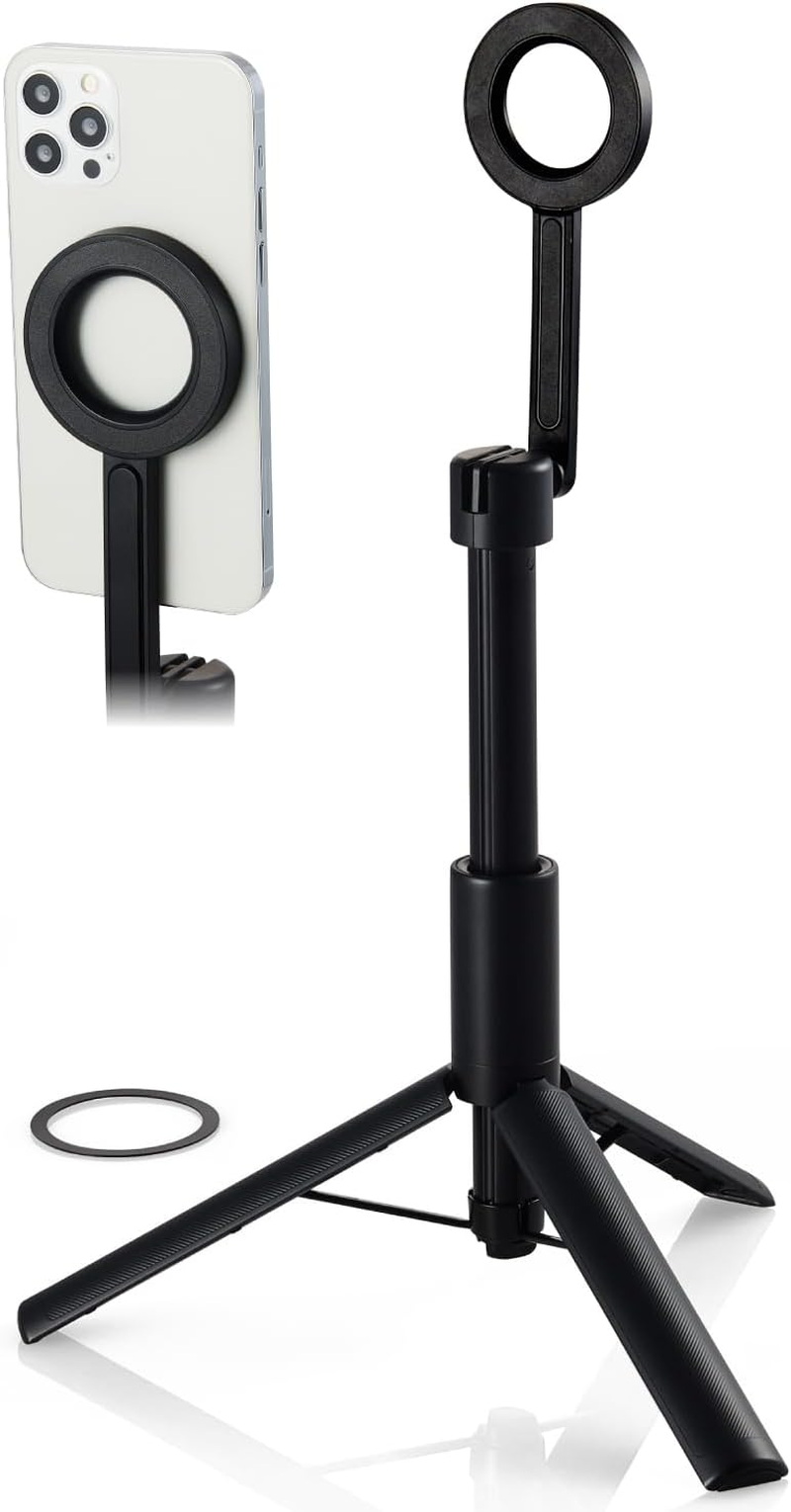 Elecom PWSTMFBK Smartphone Stand, Smartphone Tripod Mount, Compatible with Magsafe, Floor Standing, Maximum Length 29.5 Inches (75 Cm), 360 Degree Rotation, Foldable, Compact, Magsafe Seal Included, image number 6