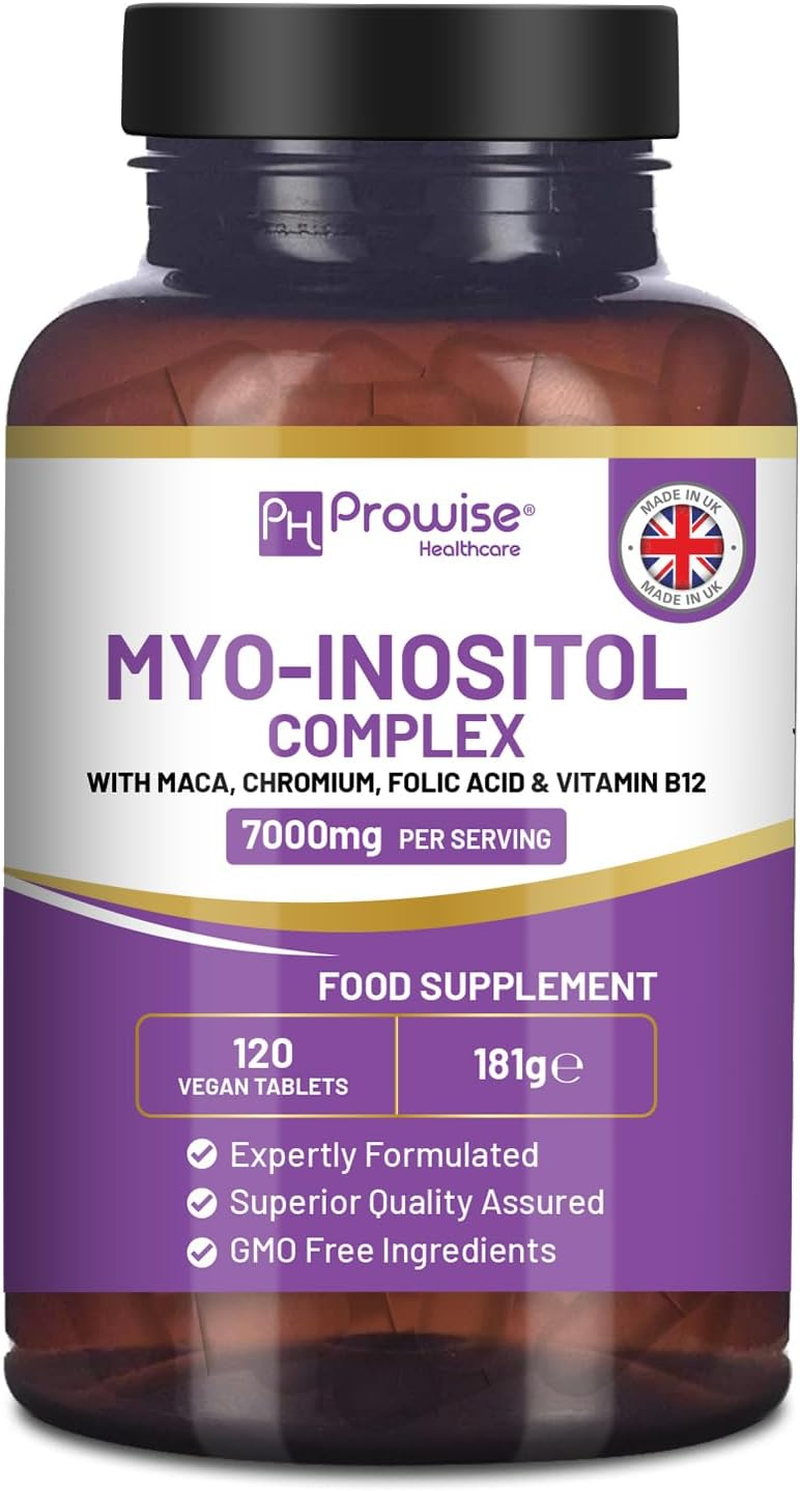 Myo-Inositol Complex 120 Vegan Tablets 7000Mg per Serving with Black Maca Root, Chromium, Folic Acid, and Vitamin B12 | Hormonal Balance for Women| Premium Quality by Prowise image number 4