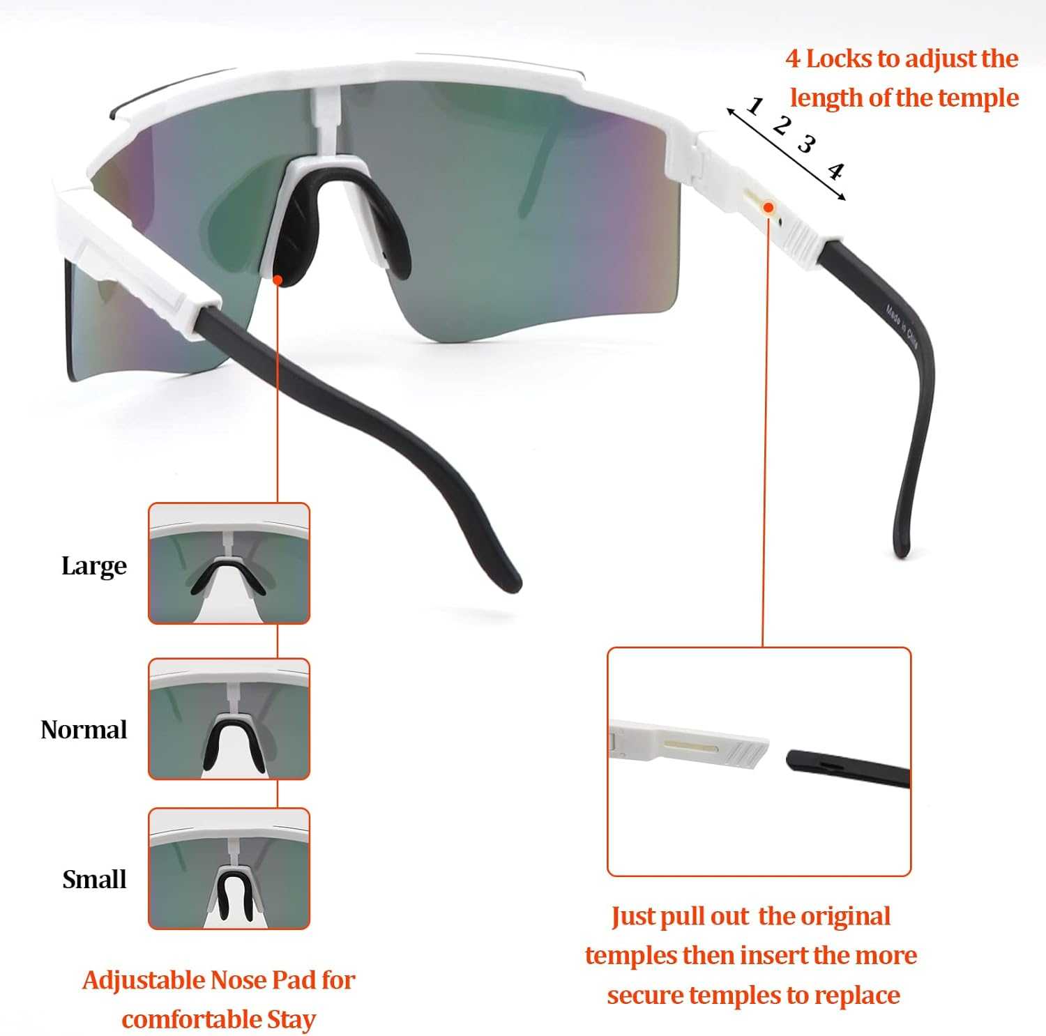 Nocihcass Cycling Glasses Sports Sunglasses Style UV400 Protection Cycling Fishing Running Baseball for Men Women image number 1