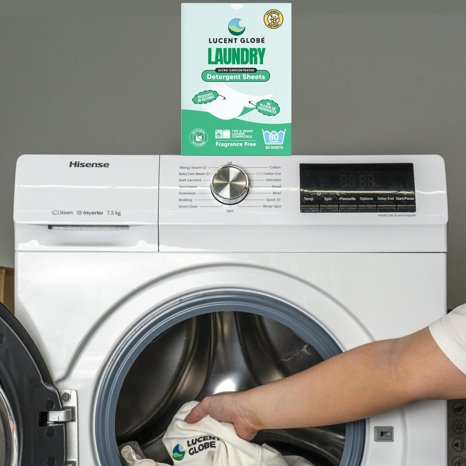 Lucent Globe Sensitive Laundry Detergent Sheets, Plant-Based, Biodegradable, Plastic Free Packaging. (4 Pack of 320 Washes, Fragrance Free) image number 5