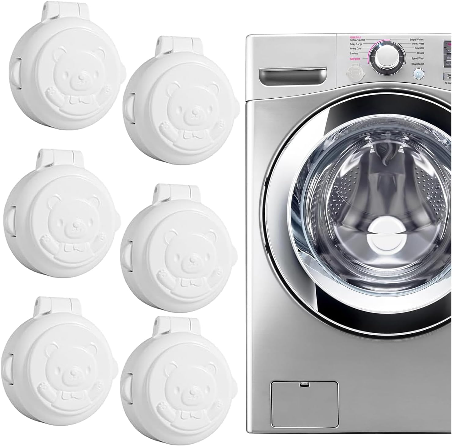 Roczential Protection Cap, 6 Pcs Child Safety Locks, Light Cover, Button Covers, Guard Dishwasher Safety Lock, Household Appliances Oven Child ABS, Appliance Button Security Lock, Baby Safety Products (White) image number 5