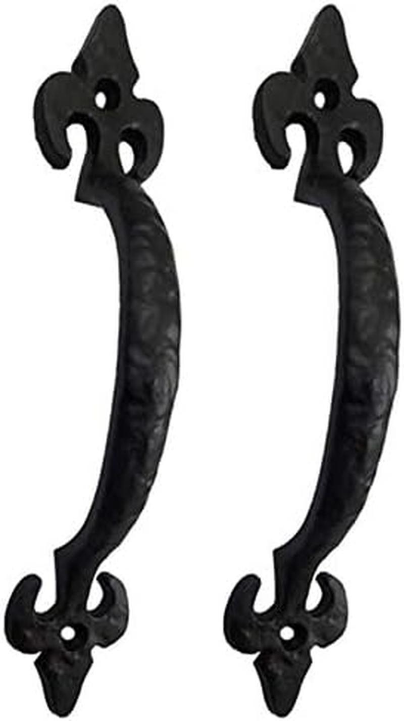 Adonai Hardware Nethaniah Antique Cast Iron Cabinet Pull Handles (6.1" X 2 Pack, Matte Black) for Vintage Wooden Barn Doors, Gates, Closets, Furniture, Drawers, Cupboards, Wardrobes and Sheds