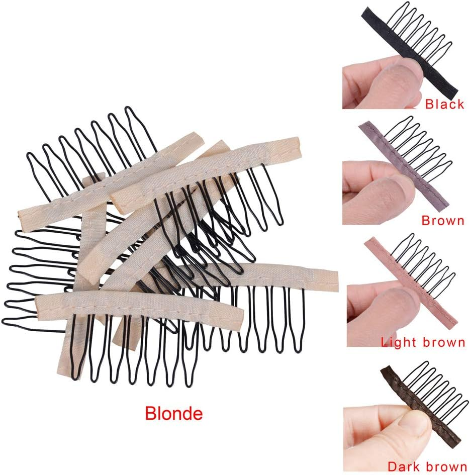 YANTAISIYU 24Pcs Wig Comb, 7-Teeth, Steel & Cloth, Blonde, Unisex, Adult Wig Users image number 1