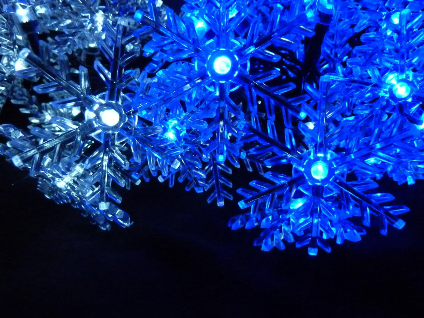 50 LED White&Blue Snwoflakes Solar Christmas Party Garden Lights image number 4