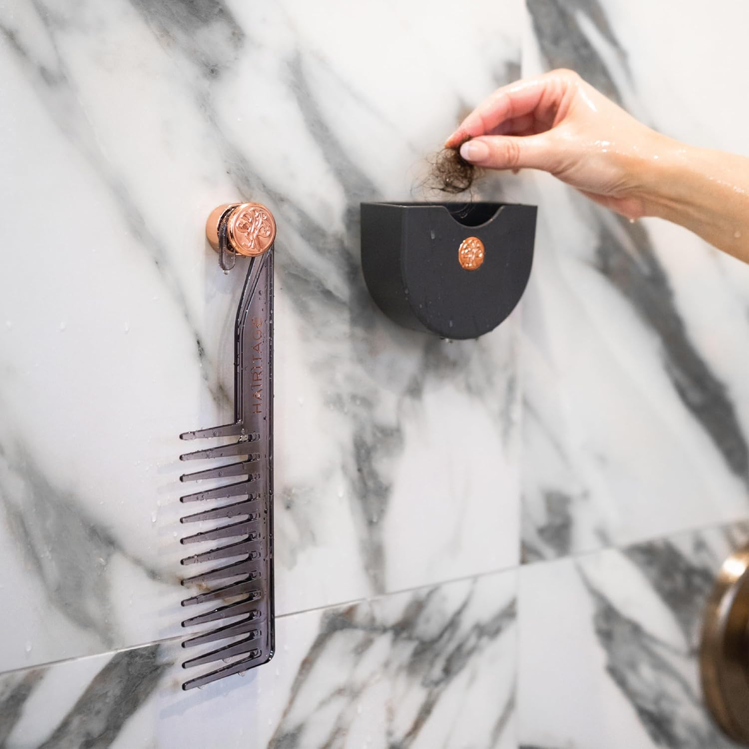 HAIRITAGE by MINDY Hang in There Shower Comb for Detangling Wet Hair after Shampoo and Conditioner, Grey
