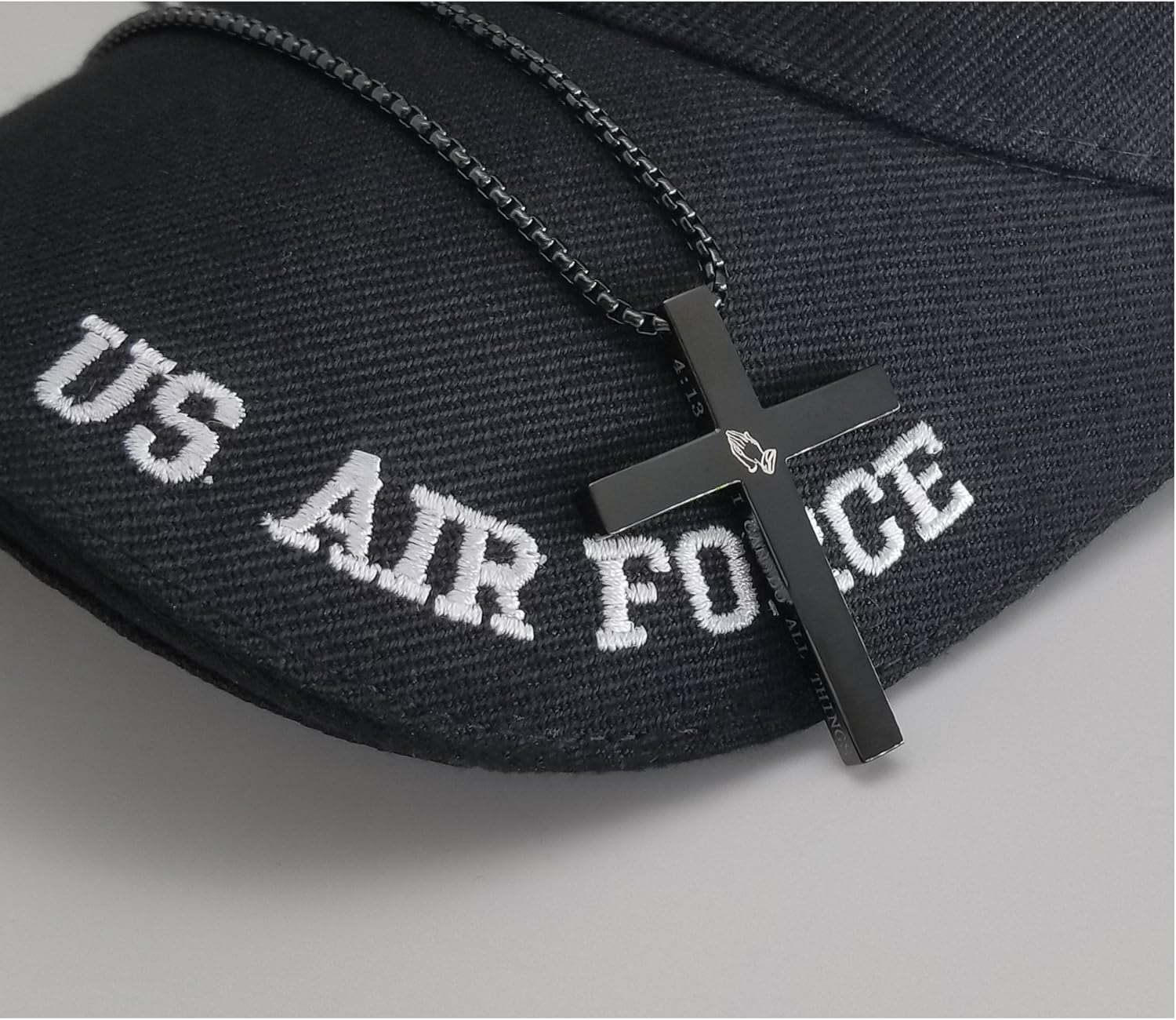 Kougemou Cross Necklace Stainless Steel Necklace Religious Bible Verse Pendant Crucifix Necklace Faith Jewelry with 22' Chain - Silver image number 3